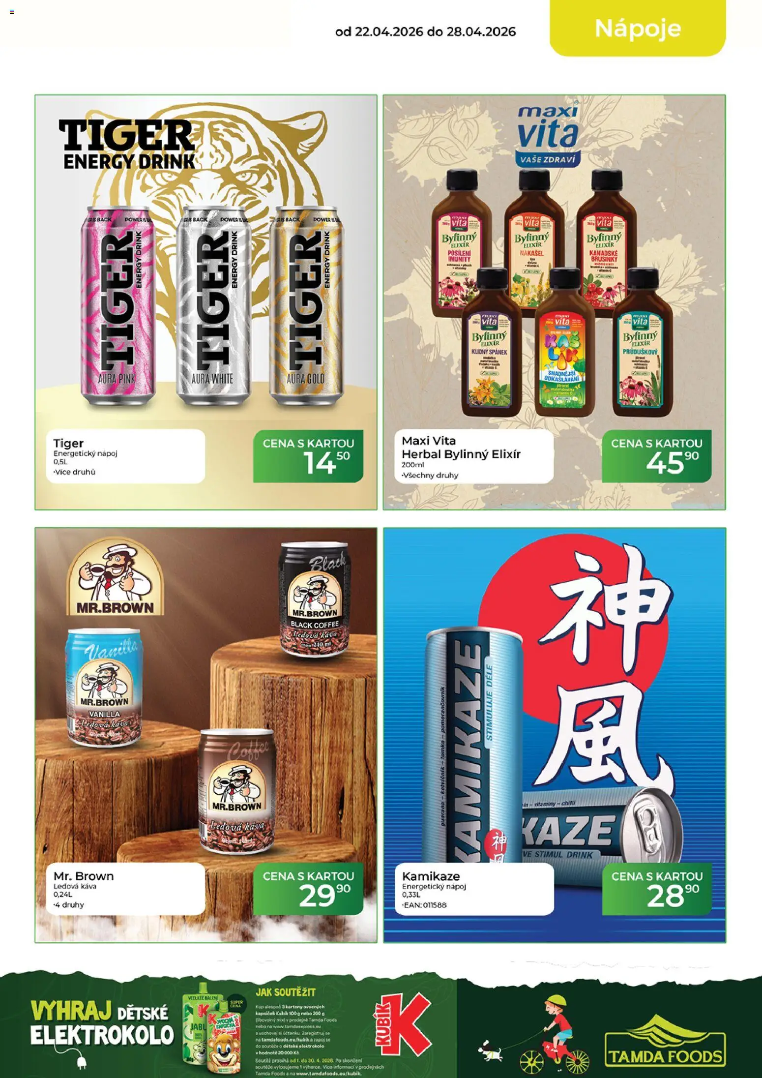 Tamda Foods leták od 22.04.2026 | Strana: 13 | Produkty: Ledová káva, Tiger, Energetický nápoj, Elektrokolo