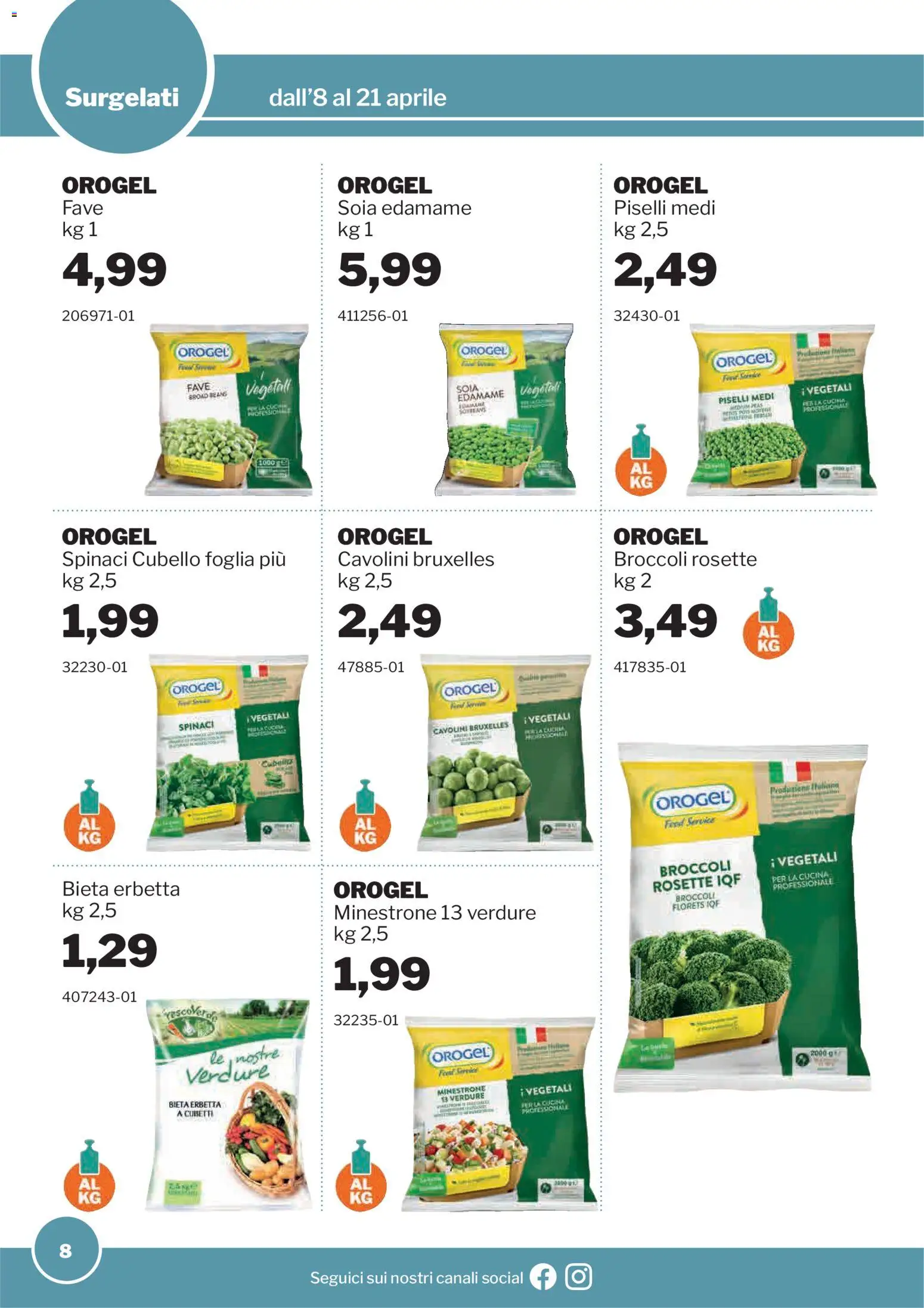 Volantino Sogegross del 08.04.2026 | Pagina: 8 | Prodotti: Minestrone, Spinaci, Piselli, Broccoli