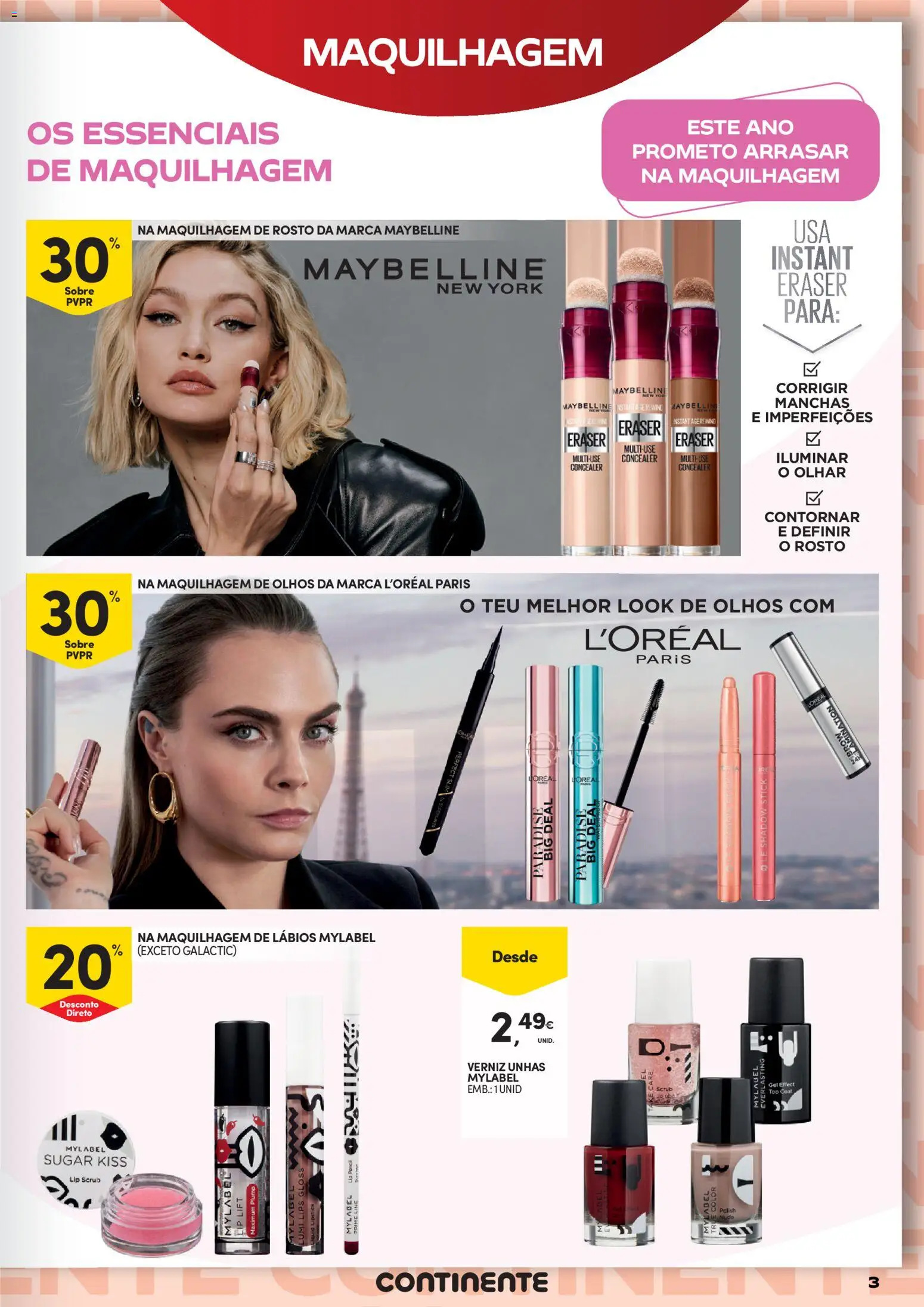 Continente - Beleza │ válido de 20.01.2026 | Página: 3 | Produtos: Gloss, Top, Maquilhagem, Verniz