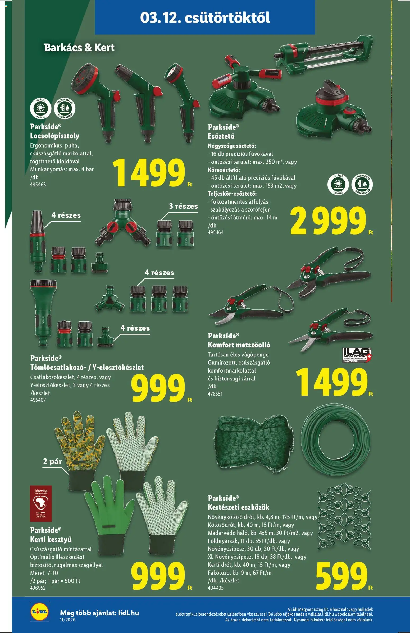 Lidl akciós ujság - amely érvényes a következő dátumtól: 12.03.2026 | Oldal: 8 | Termékek: Parkside, Kesztyű, Metszőolló