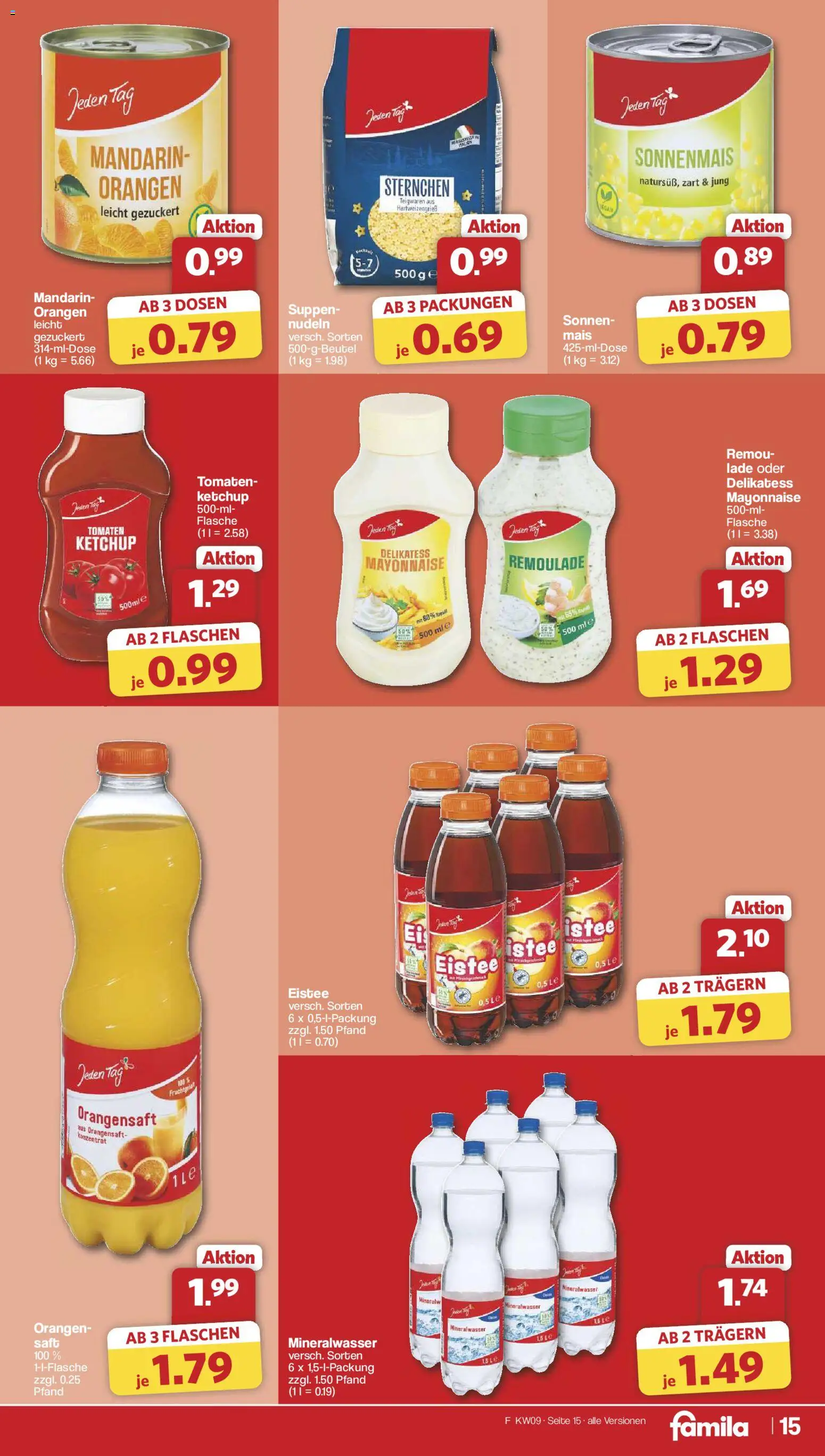 Famila Nordwest Prospekt 	 – gültig ab 23.02.2026 | Seite: 15 | Produkte: Orangensaft, Mineralwasser, Mayonnaise, Ketchup