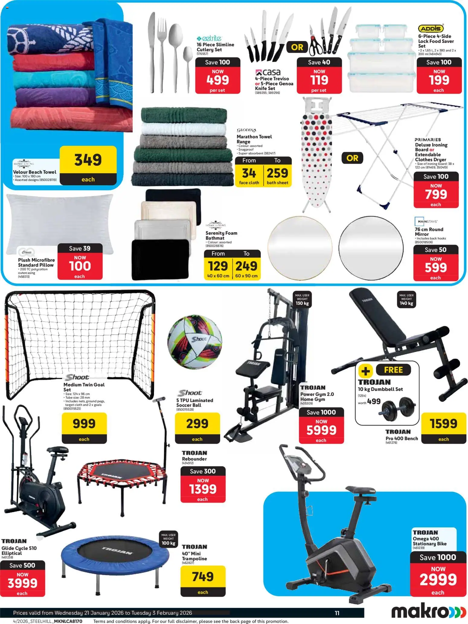 New Makro catalogue – valid from 21.01.2026 | Page: 11 | Products: Bath sheet, Dryer, Lock, Ironing board