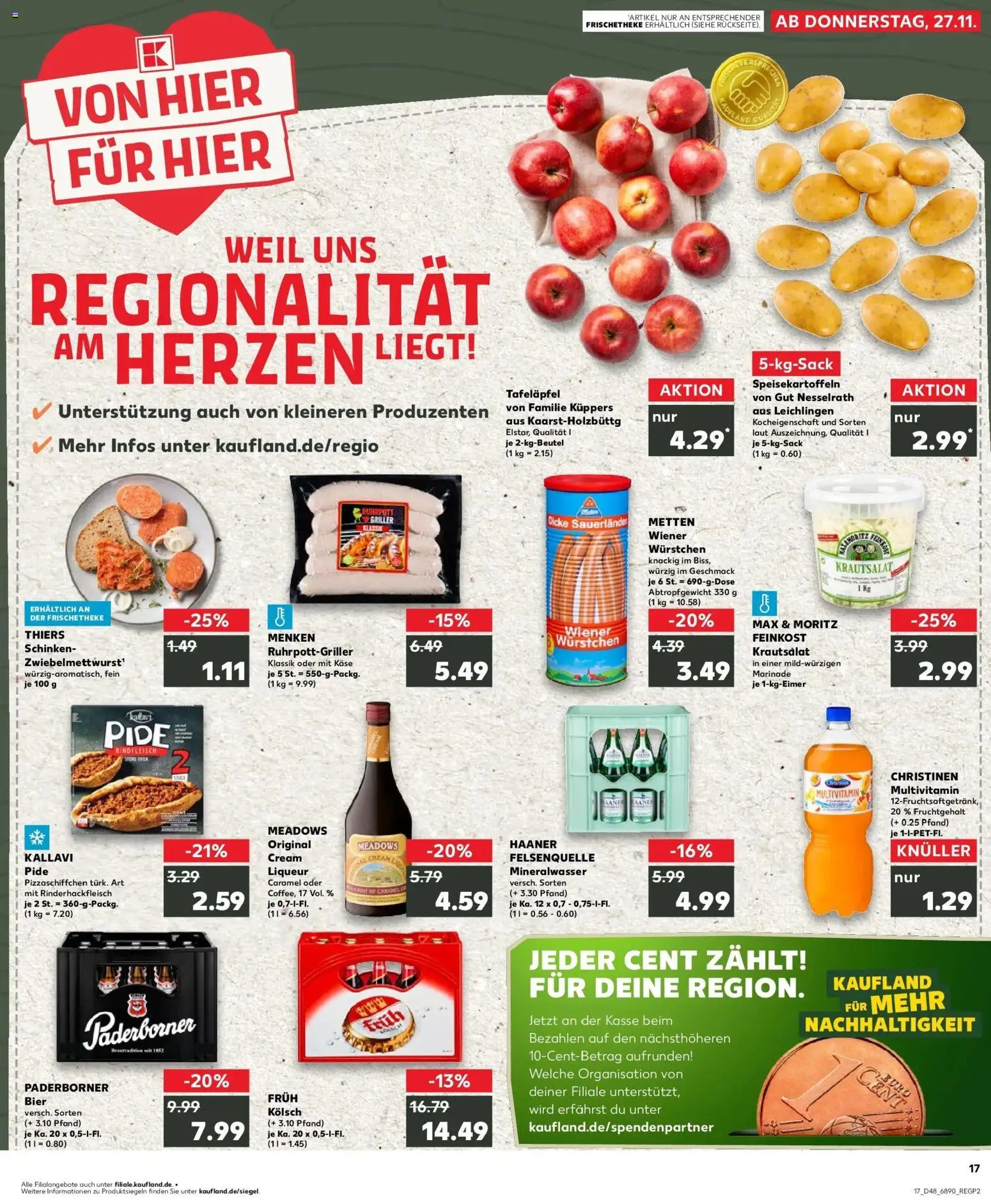Kaufland prospekt Solingen	 – gültig ab 30.11.2025 | Seite: 17 | Produkte: Bier, Mineralwasser, Schinken, Griller