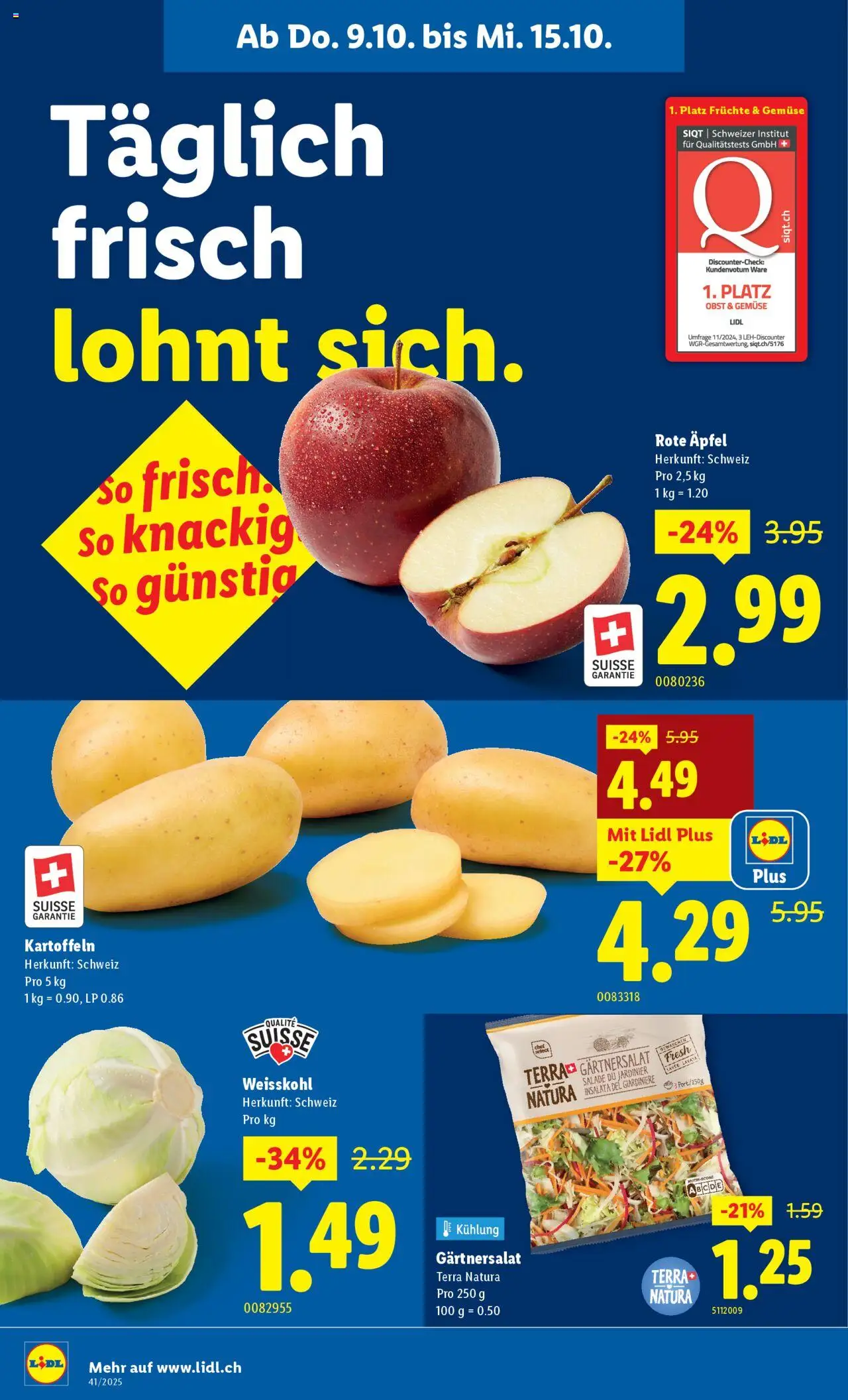 Lidl Aktionen – gültig ab 09.10.2025 | Seite: 4 | Produkte: Äpfel, Gemüse, Kartoffeln, Früchte