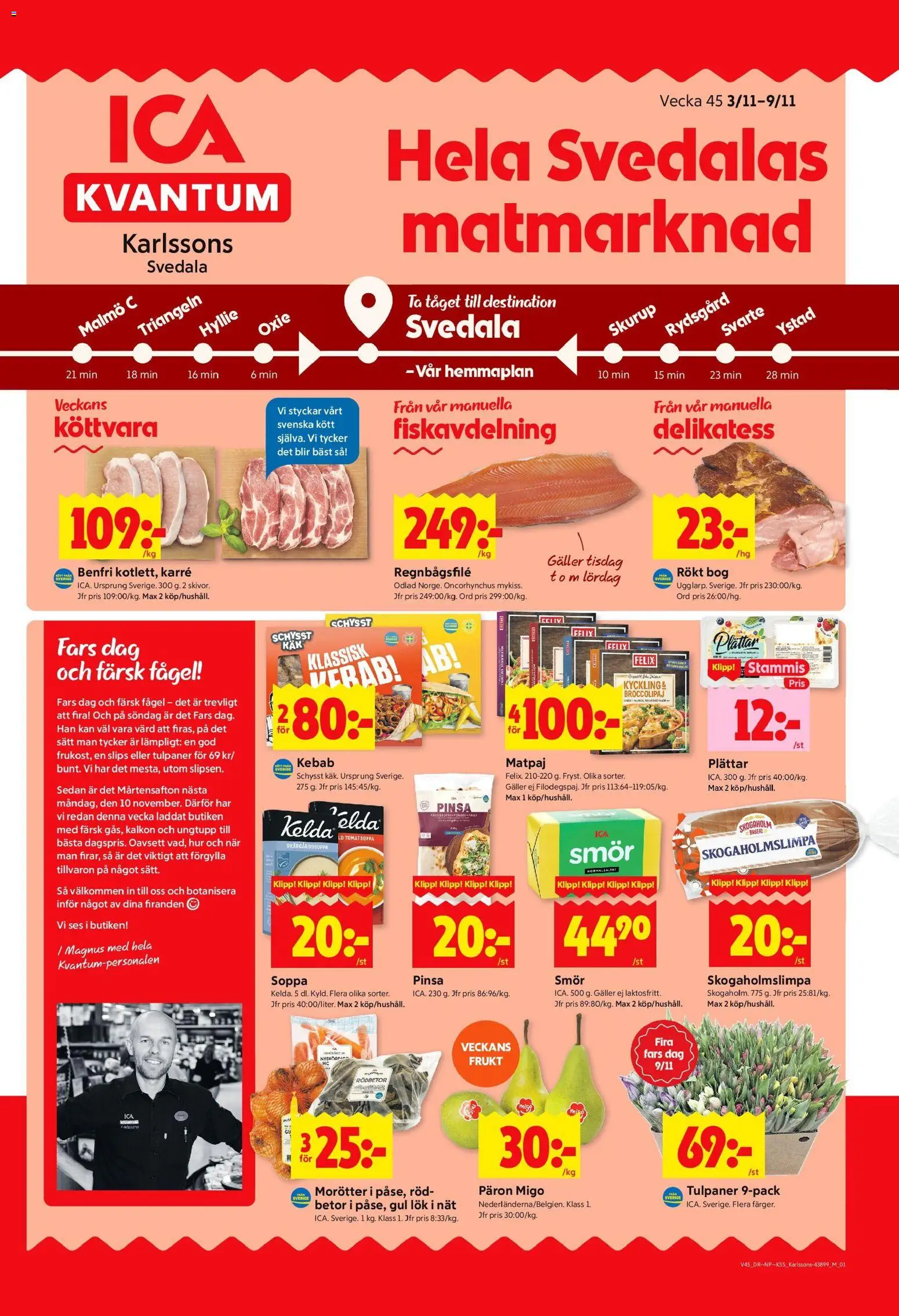 ICA Kvantum reklamblad aktuell från 03.11.2025 | Sida: 1 | Produkter: Smör, Gul lök, Kalkon, Soppa