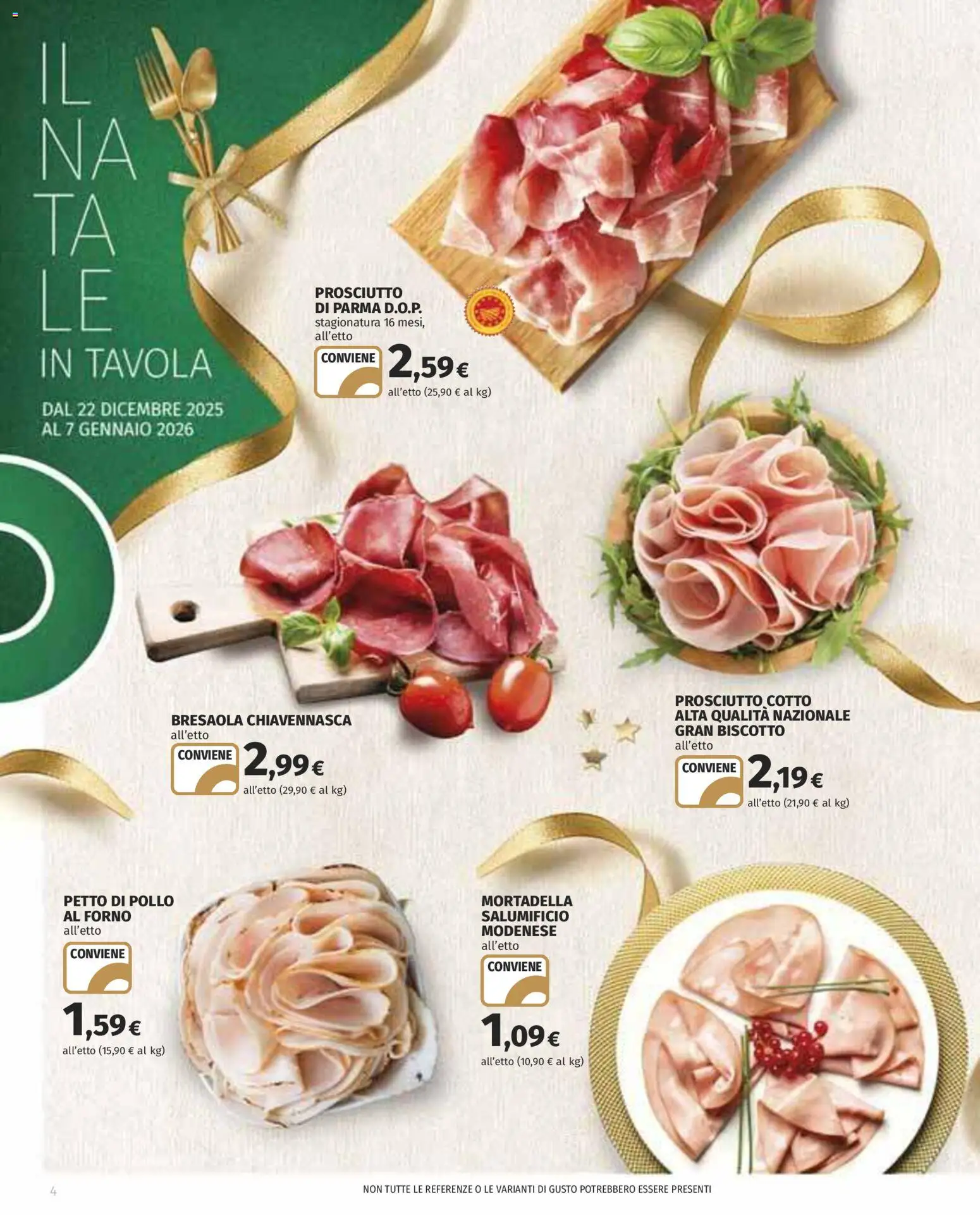 Volantino COOP del 22.12.2025 | Pagina: 4 | Prodotti: Petto di Pollo, Prosciutto Cotto, Pollo, Prosciutto