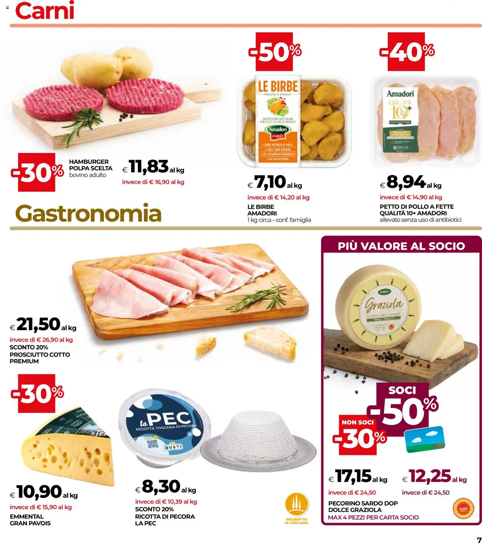 Volantino COOP del 15.01.2026 | Pagina: 7 | Prodotti: Bovino, Pollo, Hamburger, Emmental