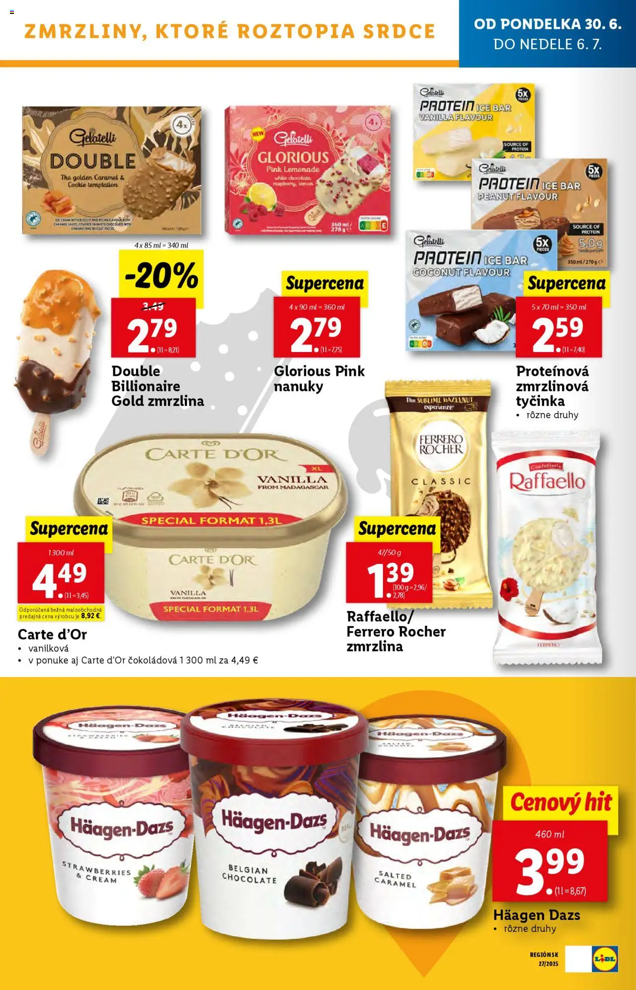 Lidl leták │ platný od 30.06.2025 | Strana: 33 | Produkty: Protein, Zmrzlina, Ferrero Rocher, Nanuky