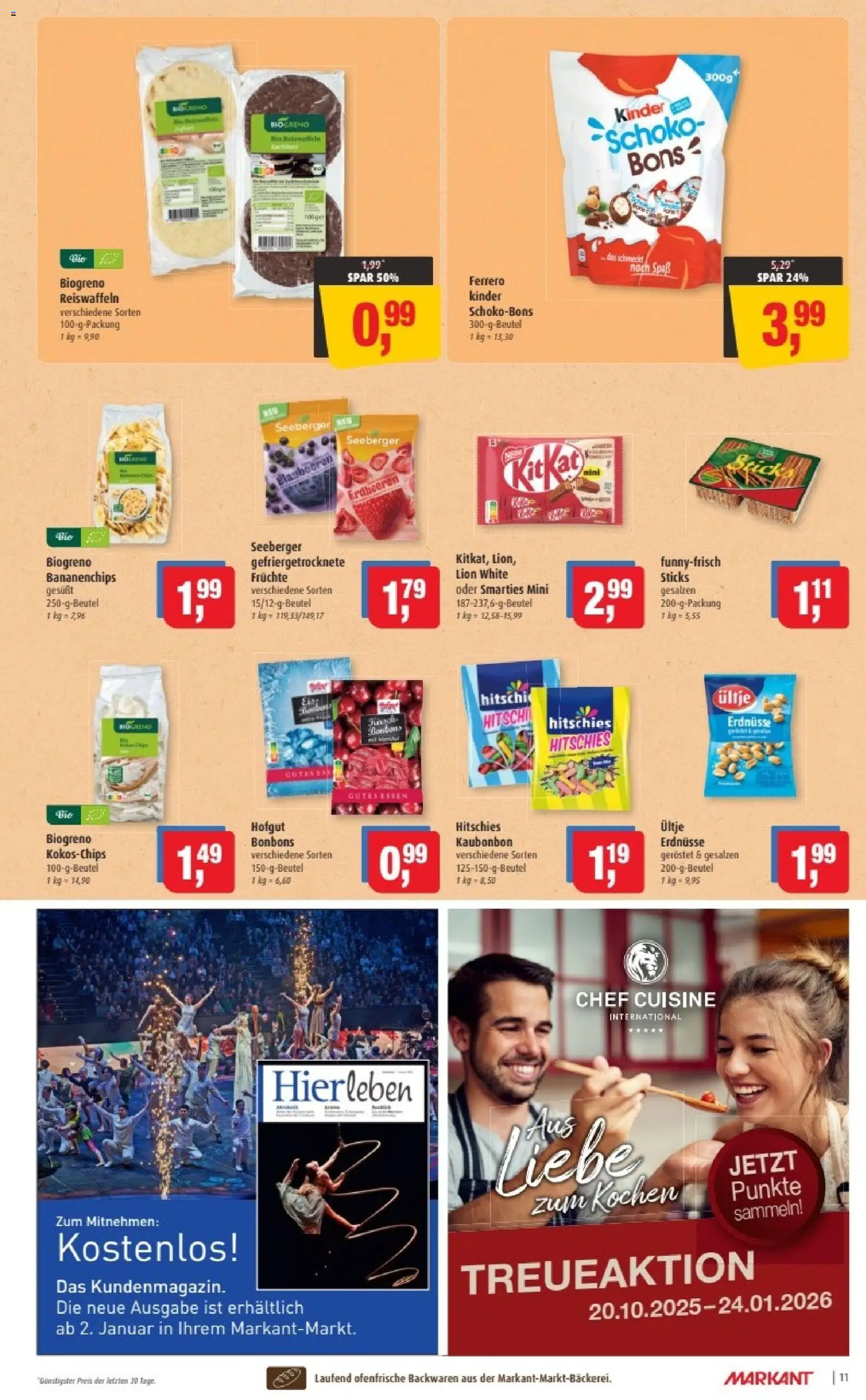 Markant Prospekt 	 – gültig ab 05.01.2026 | Seite: 11 | Produkte: Erdnüsse, Smarties, Ofenfrische
