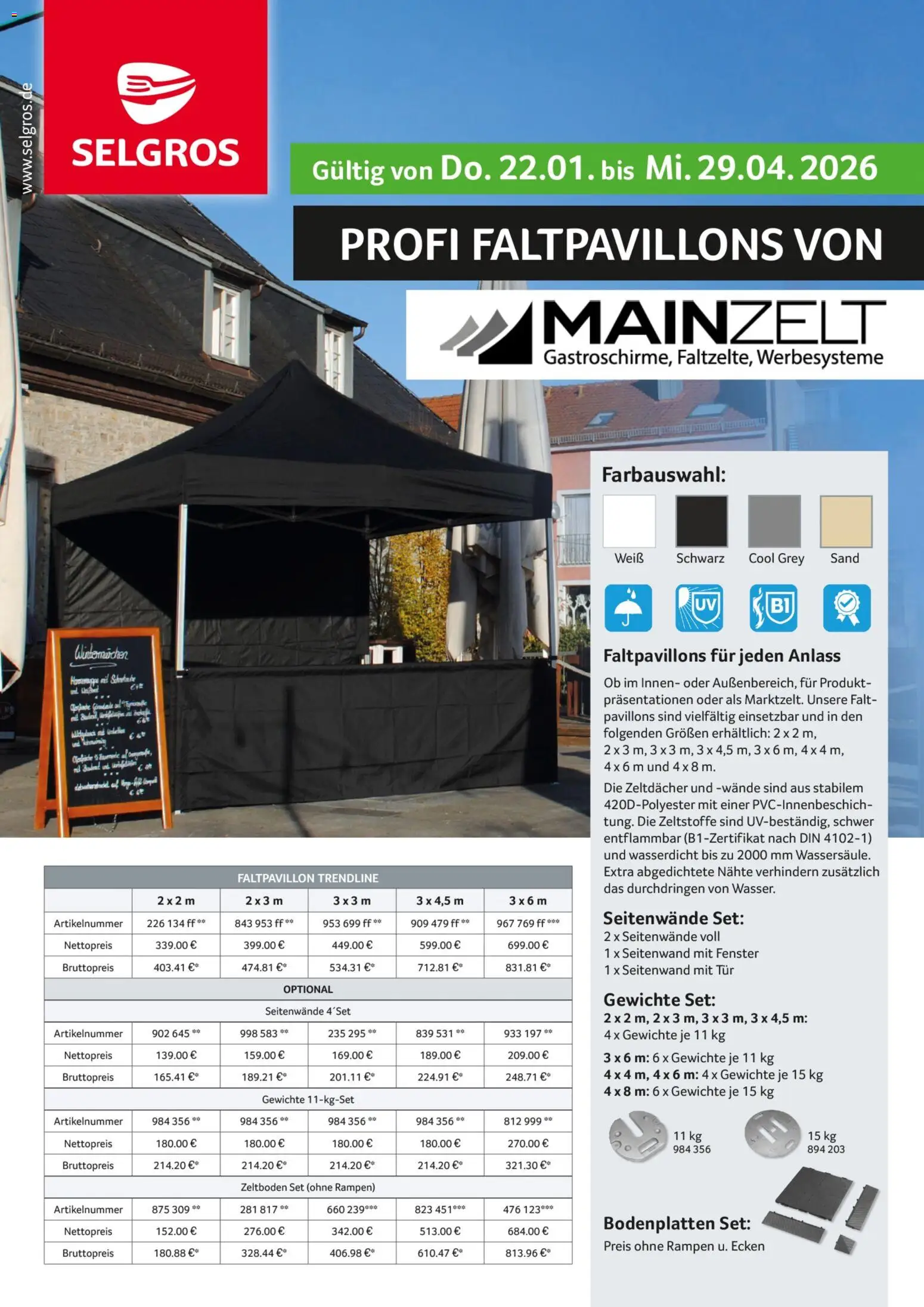 Selgros Profi-Faltpavillons – gültig ab 22.01.2026 | Seite: 1 | Produkte: Tür