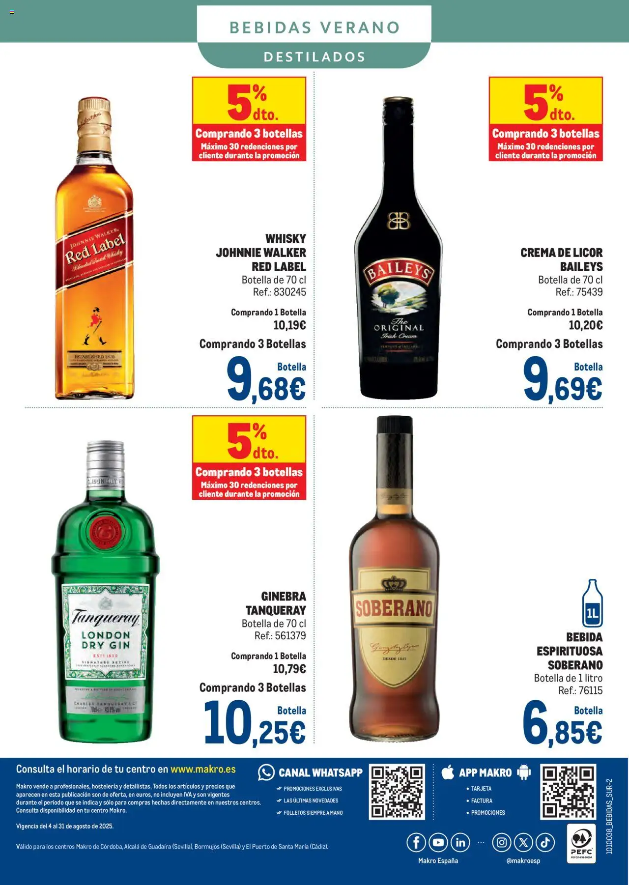 Makro - Bebidas Especial Verano Sur 2 │ válido desde el 04.08.2025 | Página: 32 | Productos: Licor, Ginebra, Crema, Whisky