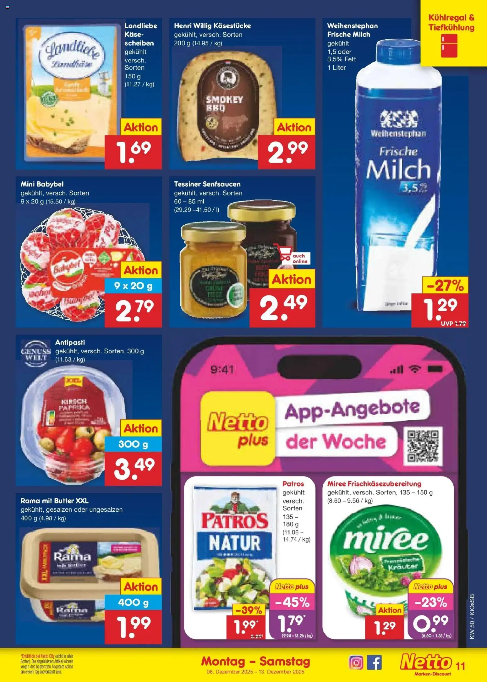 Netto Marken-Discount - Netto: Wochenangebote – gültig ab 07.12.2025 | Seite: 11 | Produkte: Rama, Butter, Käse, Babybel