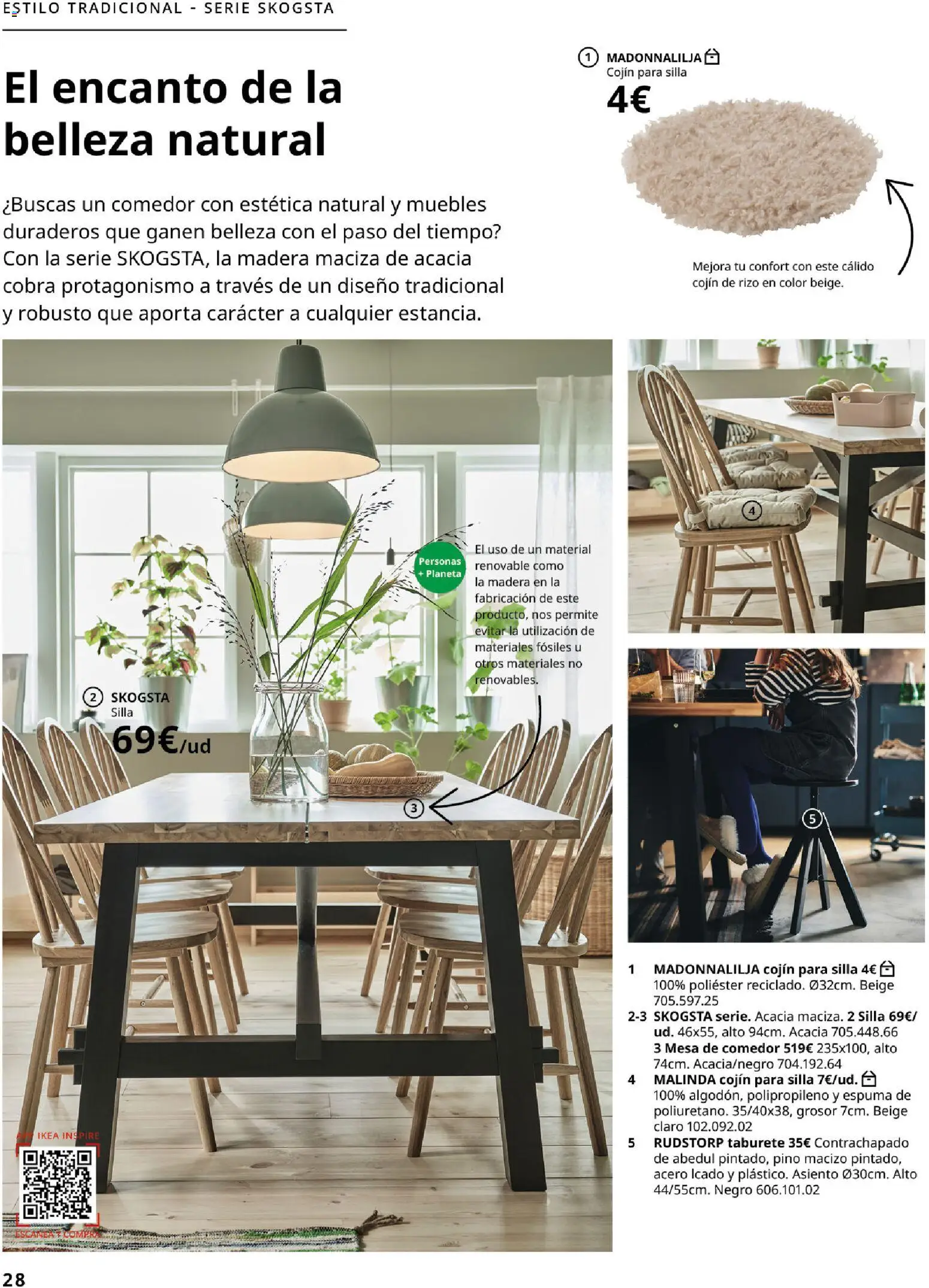 Catálogo IKEA Comedores │ válido desde el 06.03.2026 | Página: 28 | Productos: Taburete, Muebles, Cojín, Silla