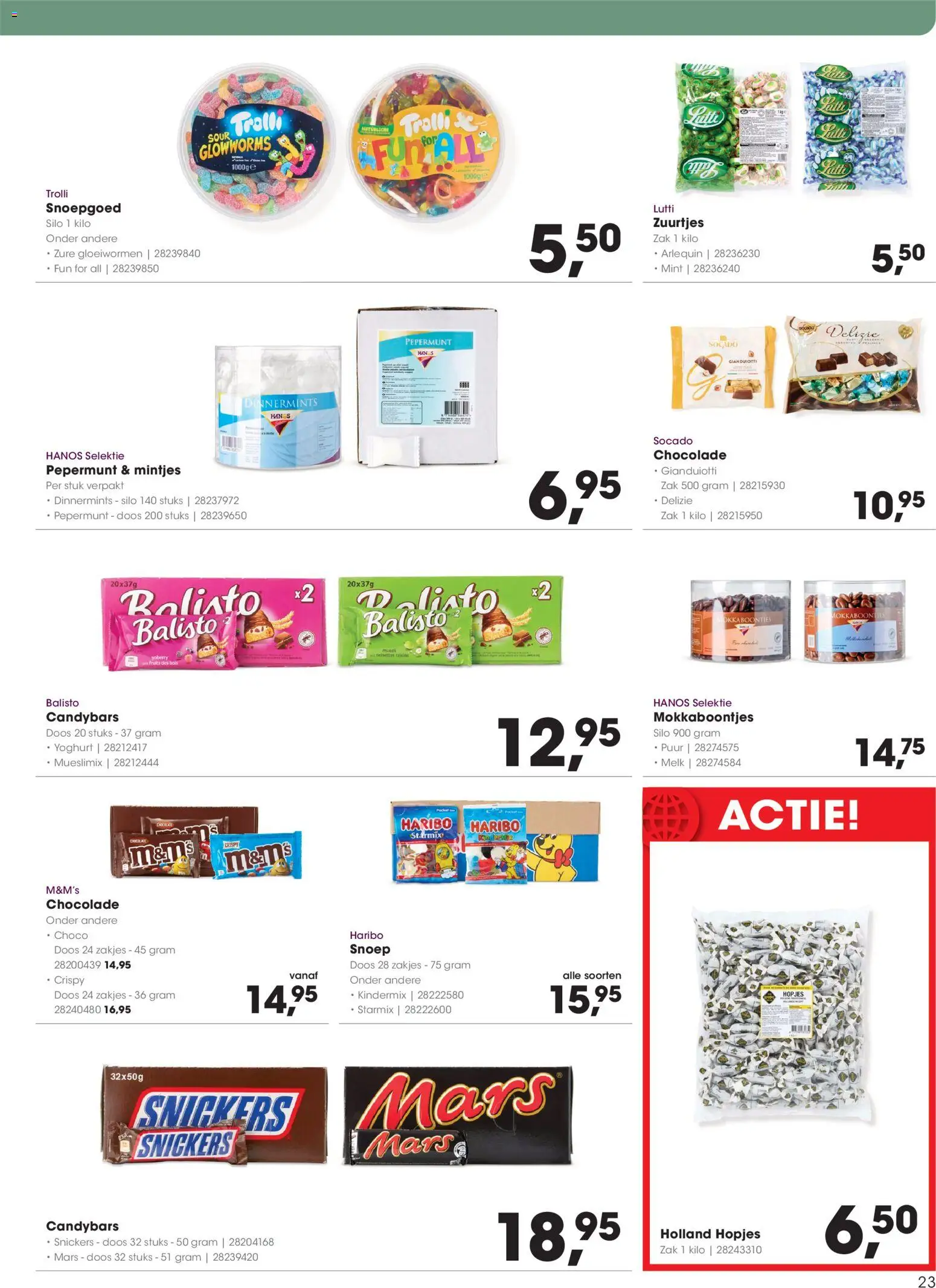 {H1} | Pagina: 23 | Producten: Melk, Yoghurt, Csirkebőr, Snickers