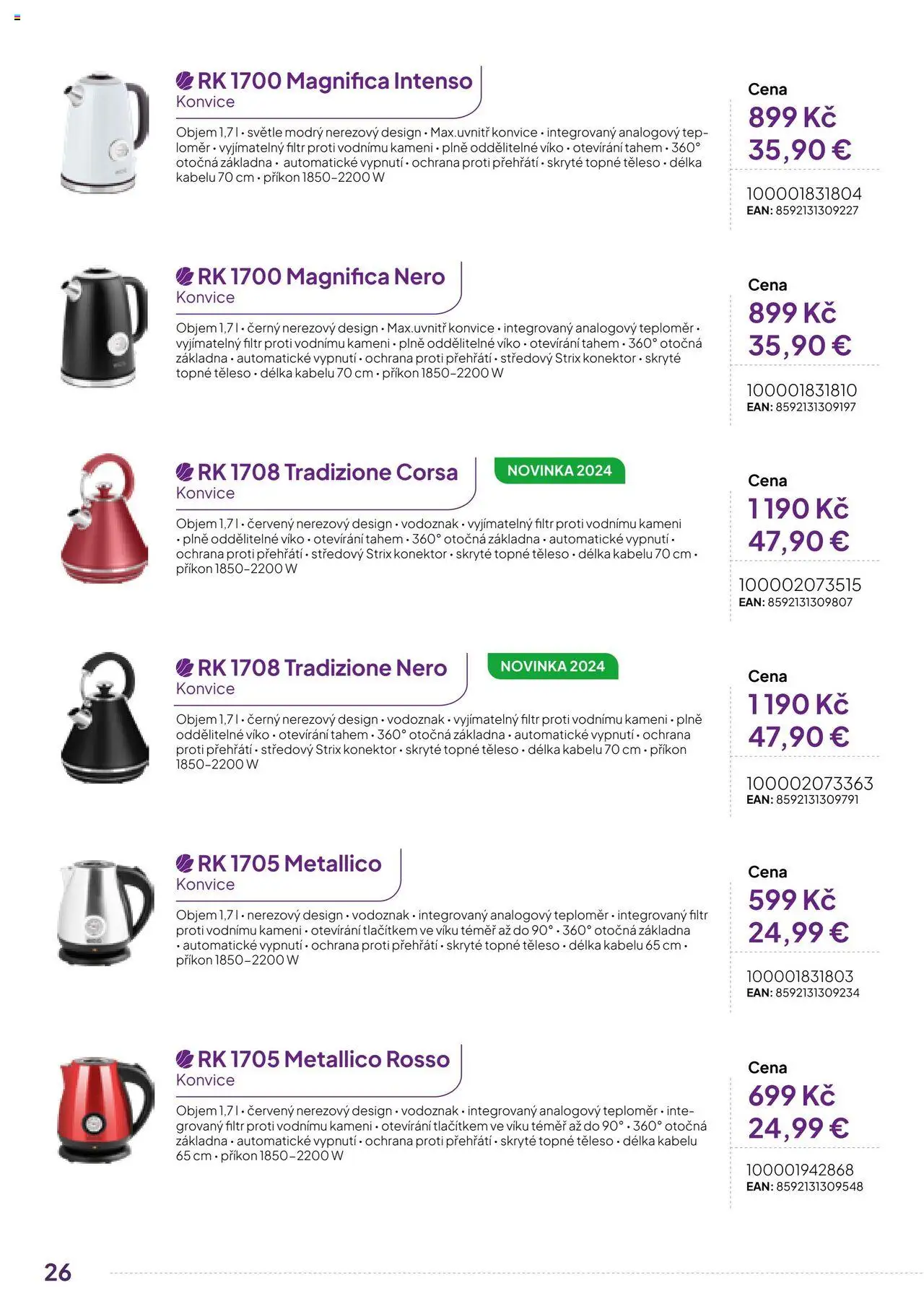 Expert elektro katalog - ECG - Malé domácí spotřebiče od 01.10.2024 | Strana: 26 | Produkty: Konektor, Konvice, Teploměr