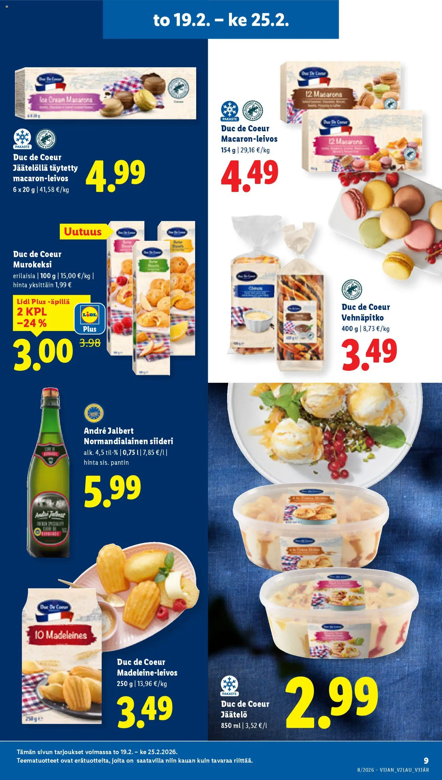 Lidl tarjoukset – voimassa 19.02.2026 alkaen | Sivu: 9 | Tuotteet: Siideri, Jäätelö