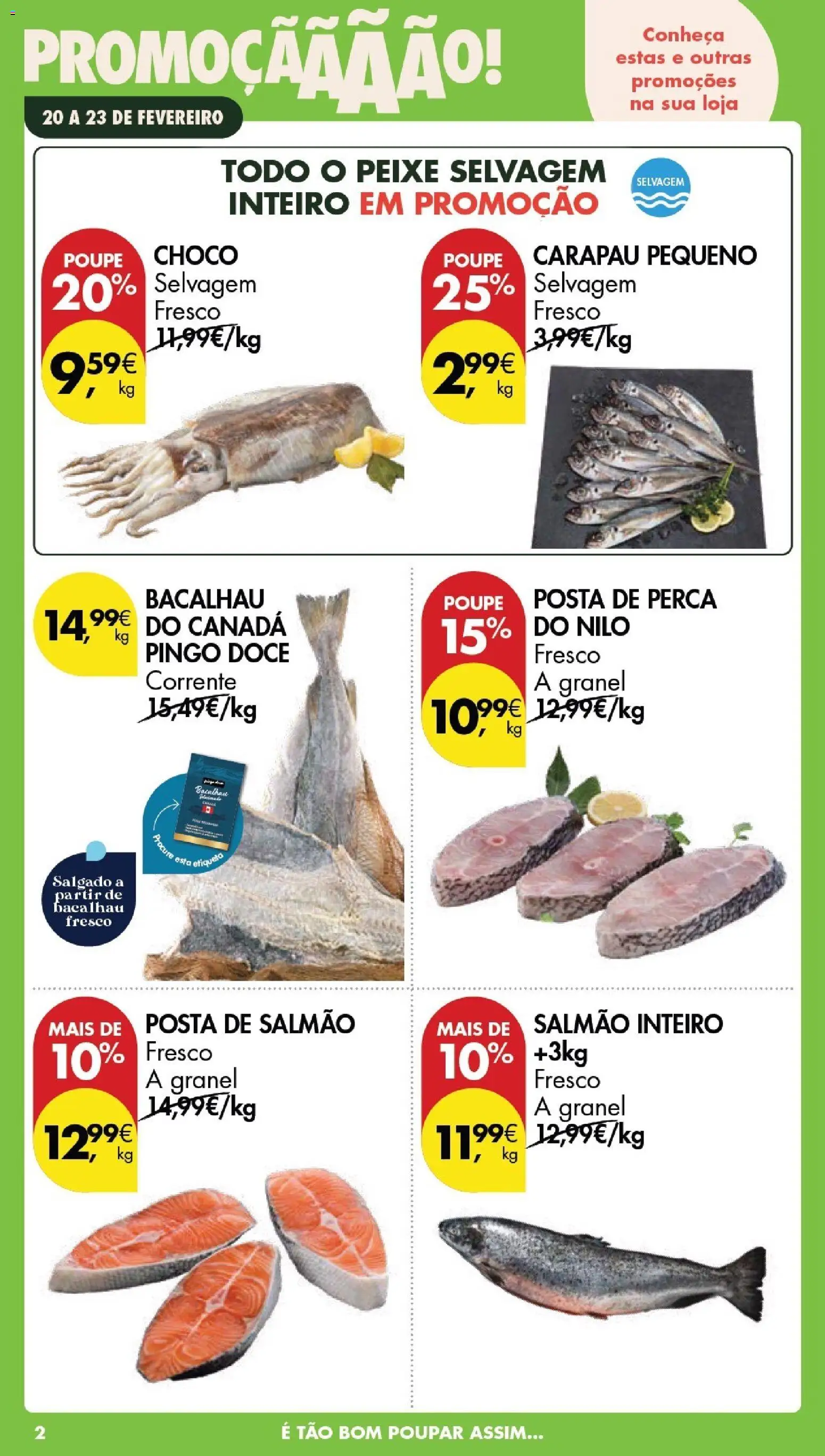 Pingo Doce Poupe este Fim de Semana │ válido de 20.02.2026 | Página: 2 | Produtos: Bacalhau, Salmão, Peixe