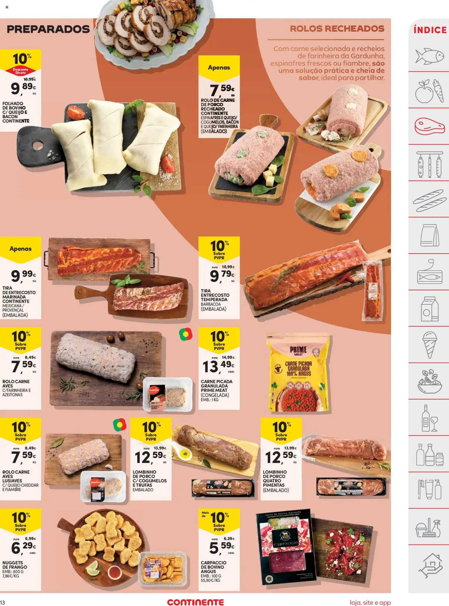 Continente folheto │ válido de 31.03.2026 | Página: 13 | Produtos: Nuggets de frango, Bacon, Frango, Carne de porco