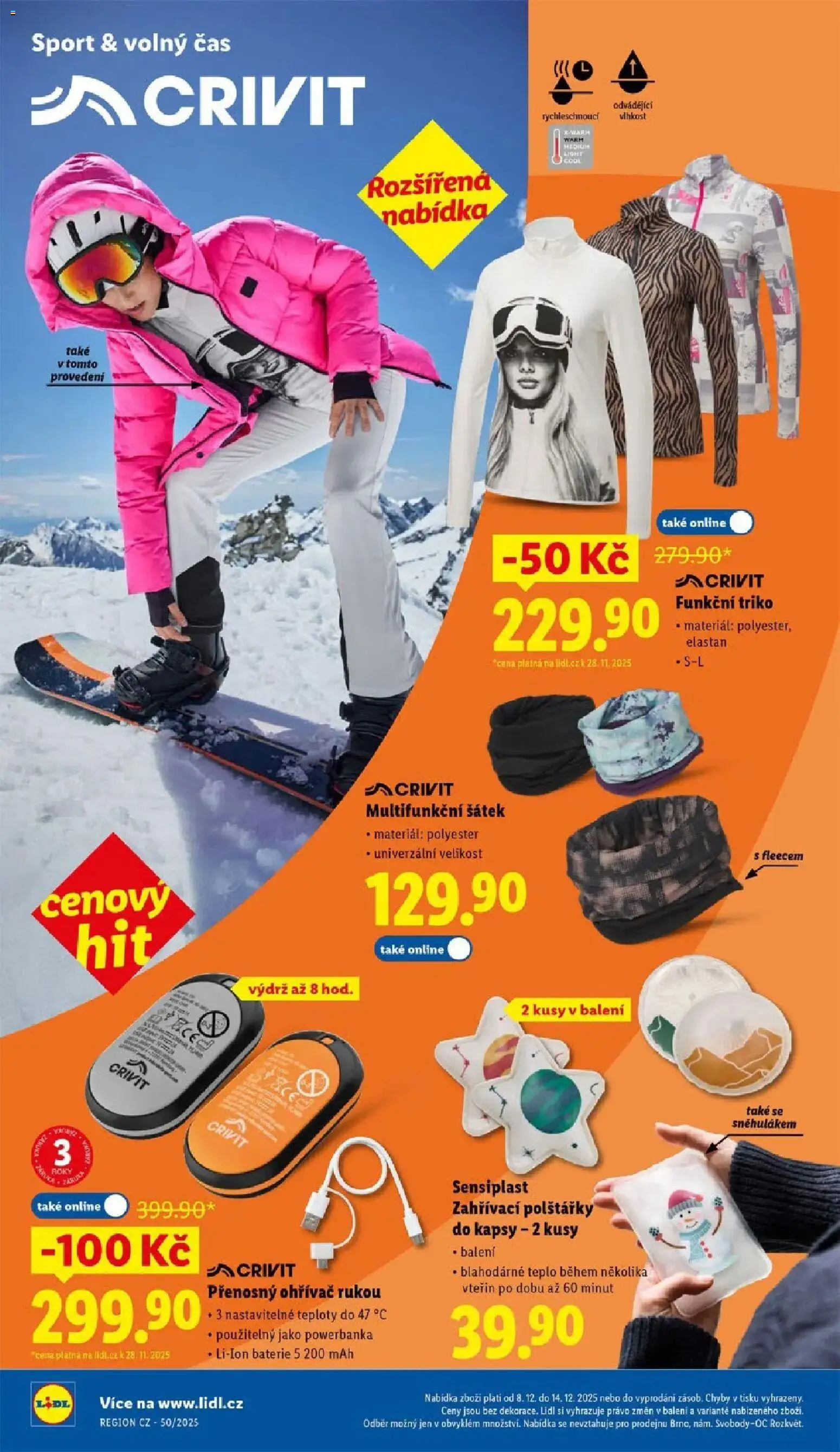 Lidl leták od 08.12.2025 | Strana: 44 | Produkty: Powerbanka, Šátek, Ohřívač rukou, Baterie