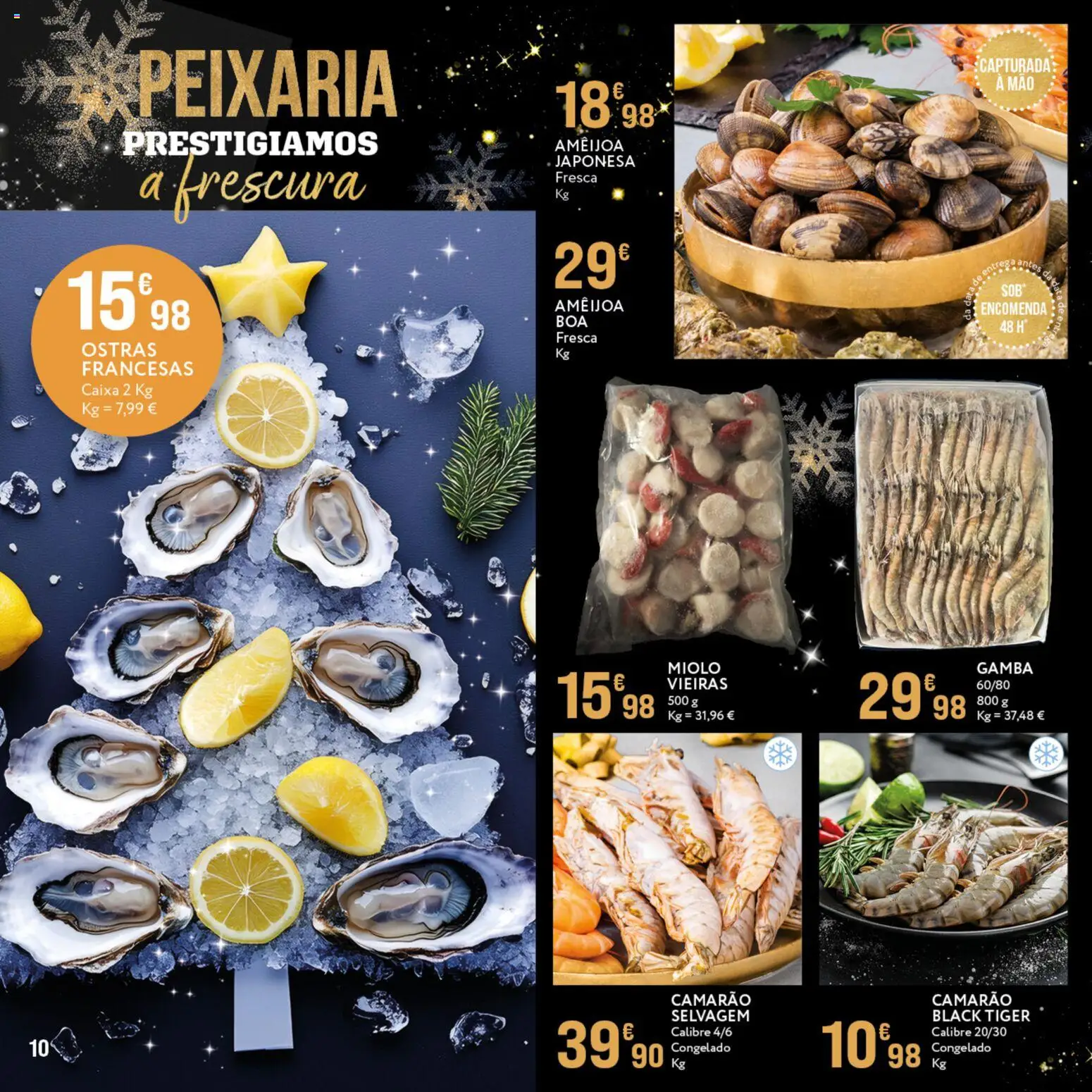 E.Leclerc - Folheto Gourmet Caldas da Rainha │ válido de 16.12.2025 | Página: 10 | Produtos: Ostras, Camarão, Caixa