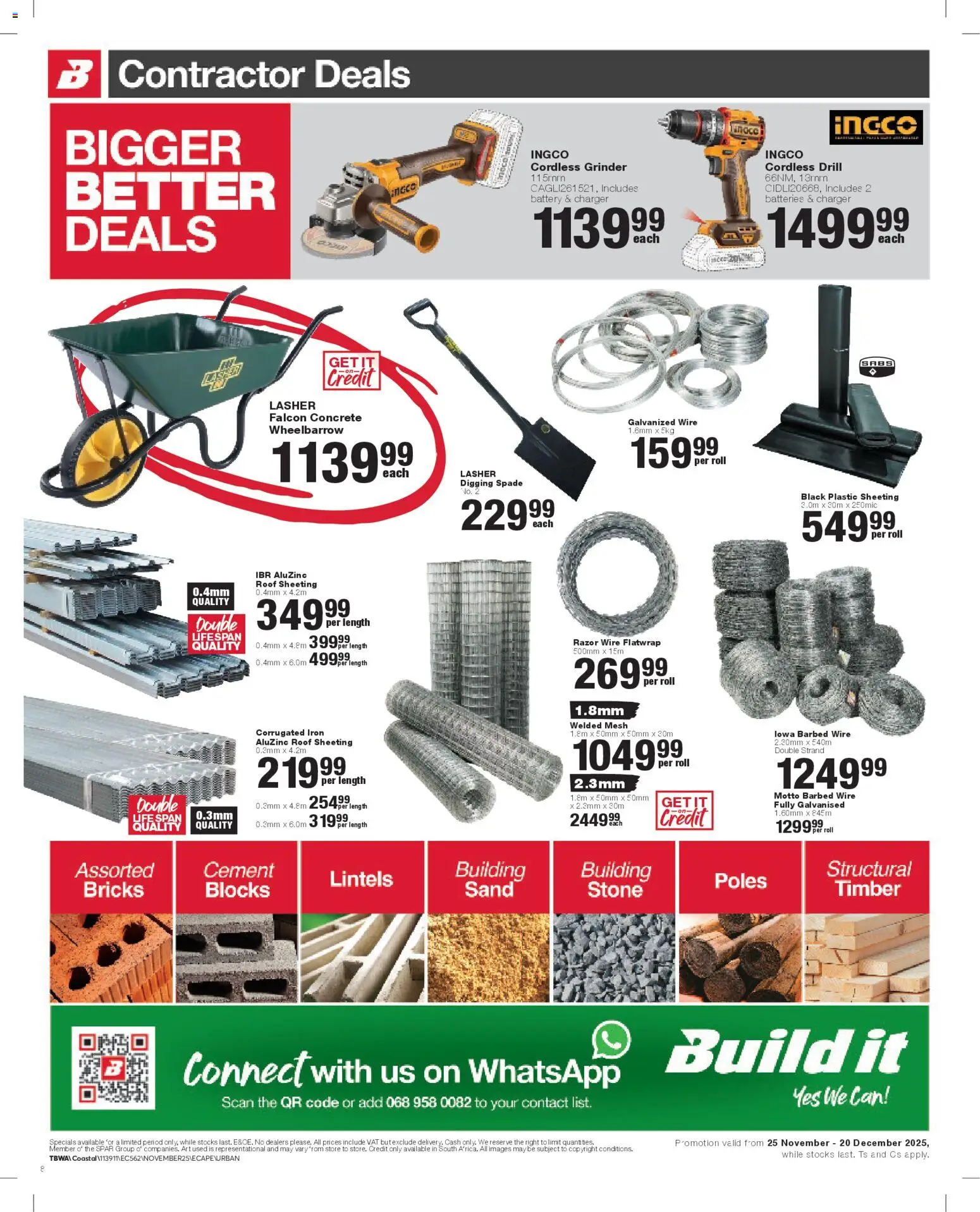 New Build It catalogue – valid from 25.11.2025 | Page: 8 | Products: Iron, Grinder, Battery, Cement