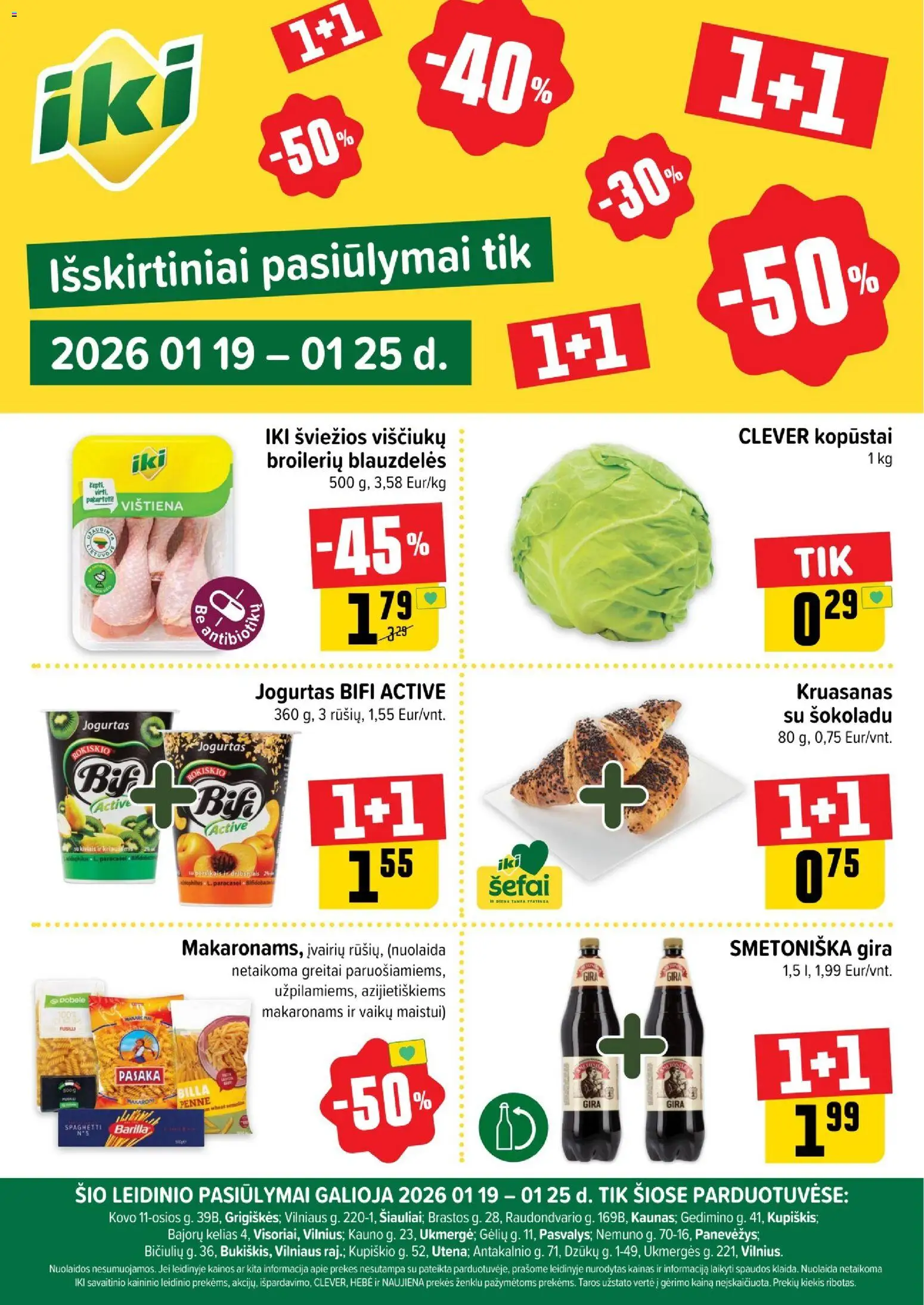 IKI akcijos nuo 19.01.2026 | Puslapis: 1 | Prekių: Jogurtas, Vištiena