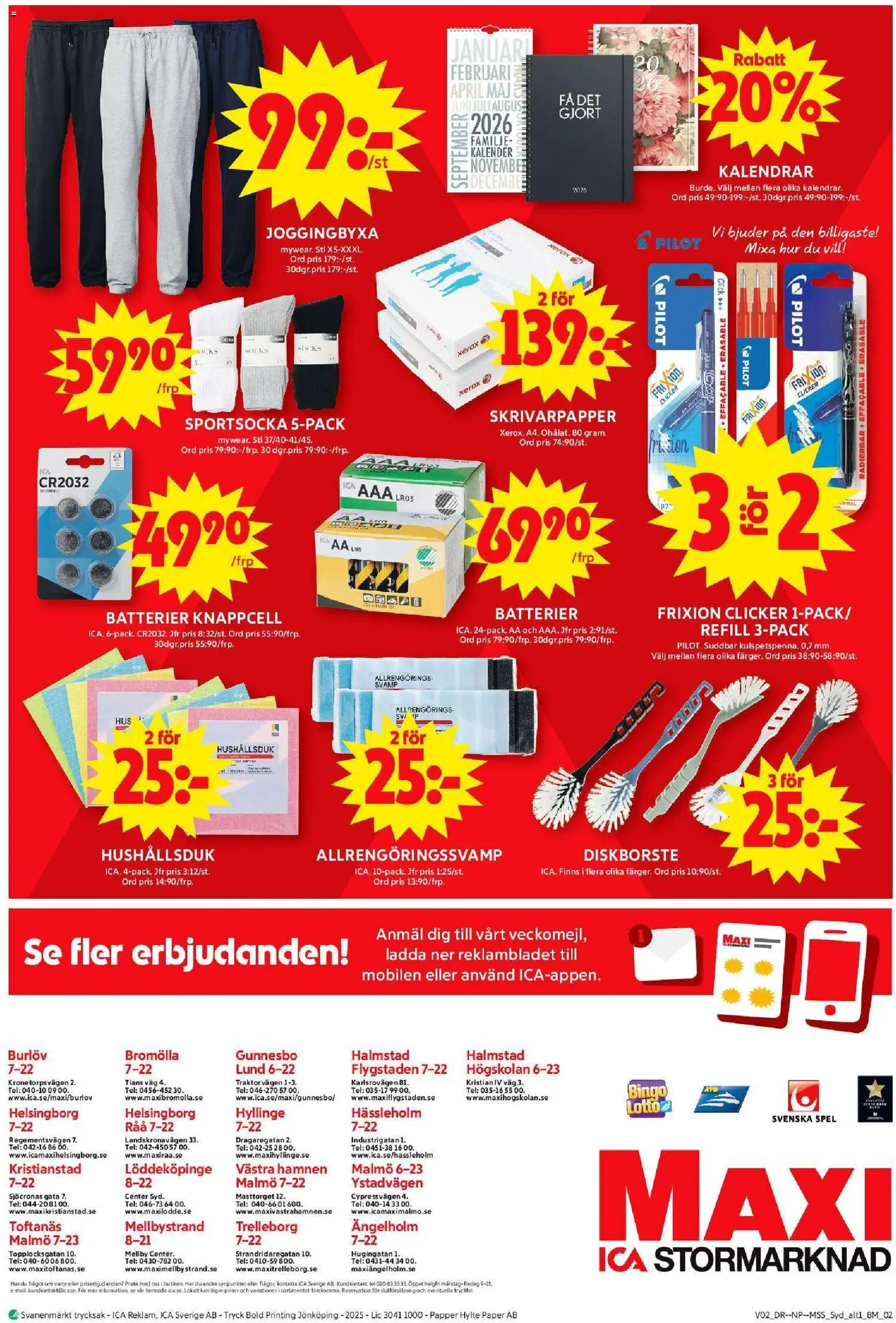 ICA Maxi reklamblad aktuell från 05.01.2026 | Sida: 8 | Produkter: Batterier, Papper, Spel, Kalender