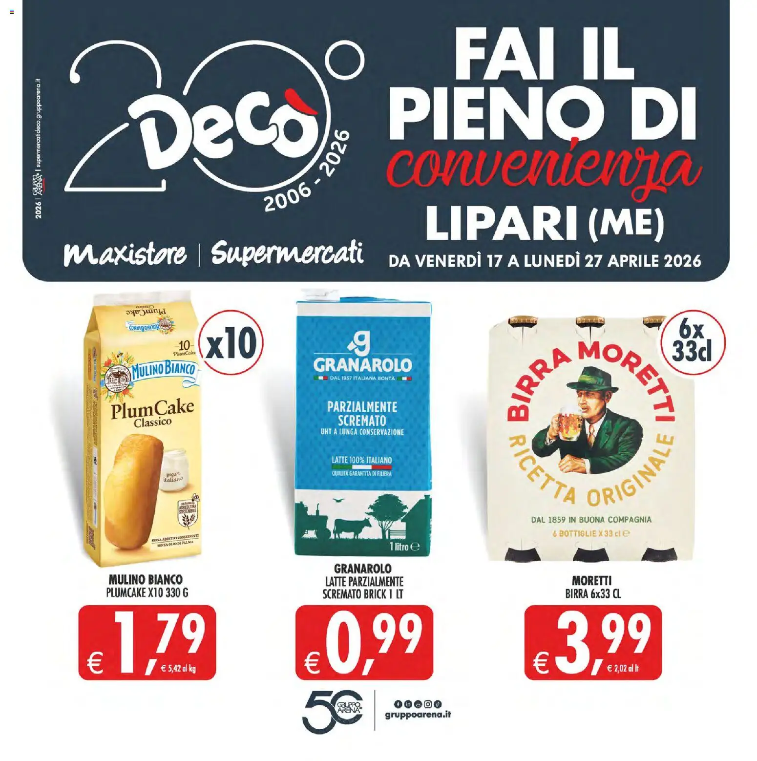 Volantino Decò del 17.04.2026 | Pagina: 1 | Prodotti: Yogurt, Latte, Olio, Plumcake