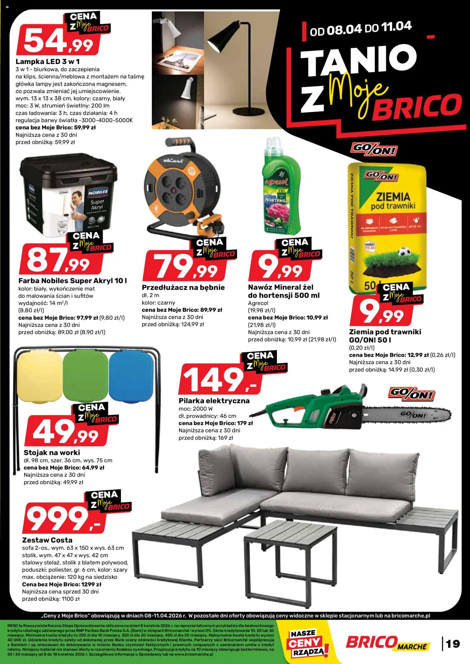 Brico Marché gazetka od 08.04.2026 | Strona: 19 | Produkty: Ziemia, Przedłużacz, Sofa