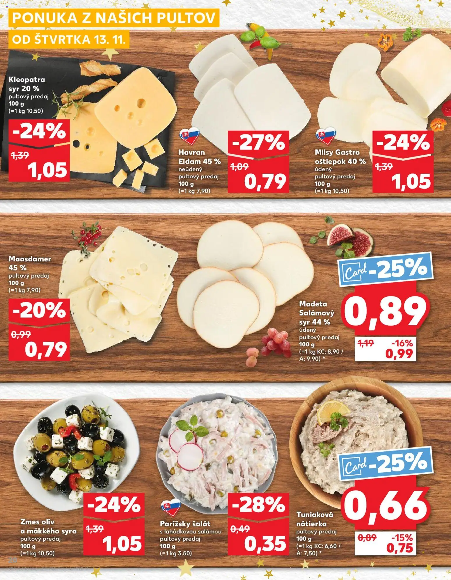 Nové Kaufland akcie – leták je platný od 13.11.2025 | Strana: 20 | Produkty: Syr, Eidam, Šalát