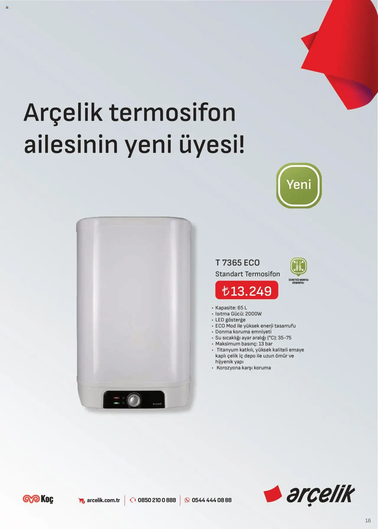 Arçelik İklimlendirme Kataloğu - 01.10.2025 tarihinden itibaren geçerlidir | Sayfa: 16 | Ürünler: Su