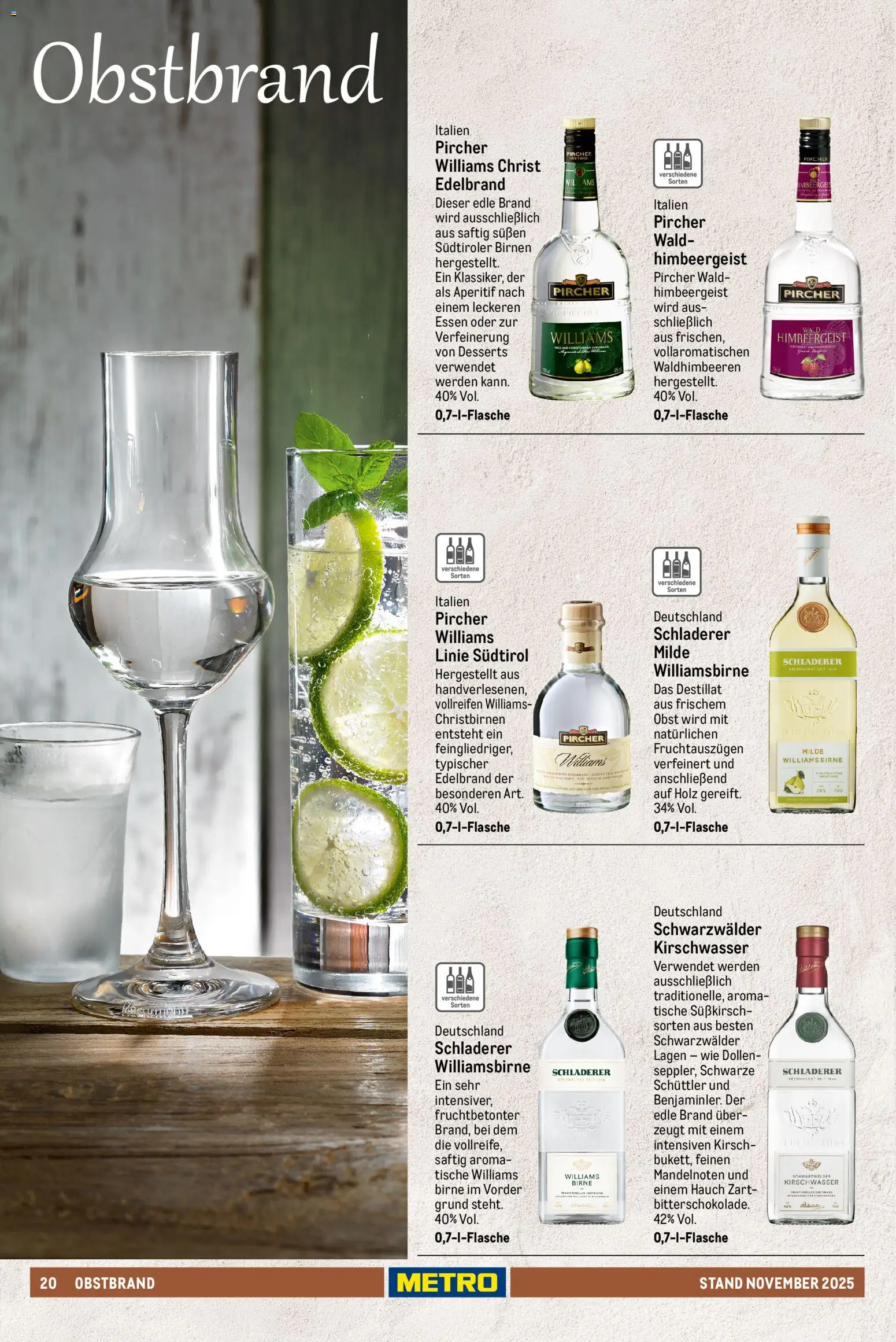 Metro - Spirituosen Sortiment – gültig ab 01.12.2025 | Seite: 20 | Produkte: Obst, Birne