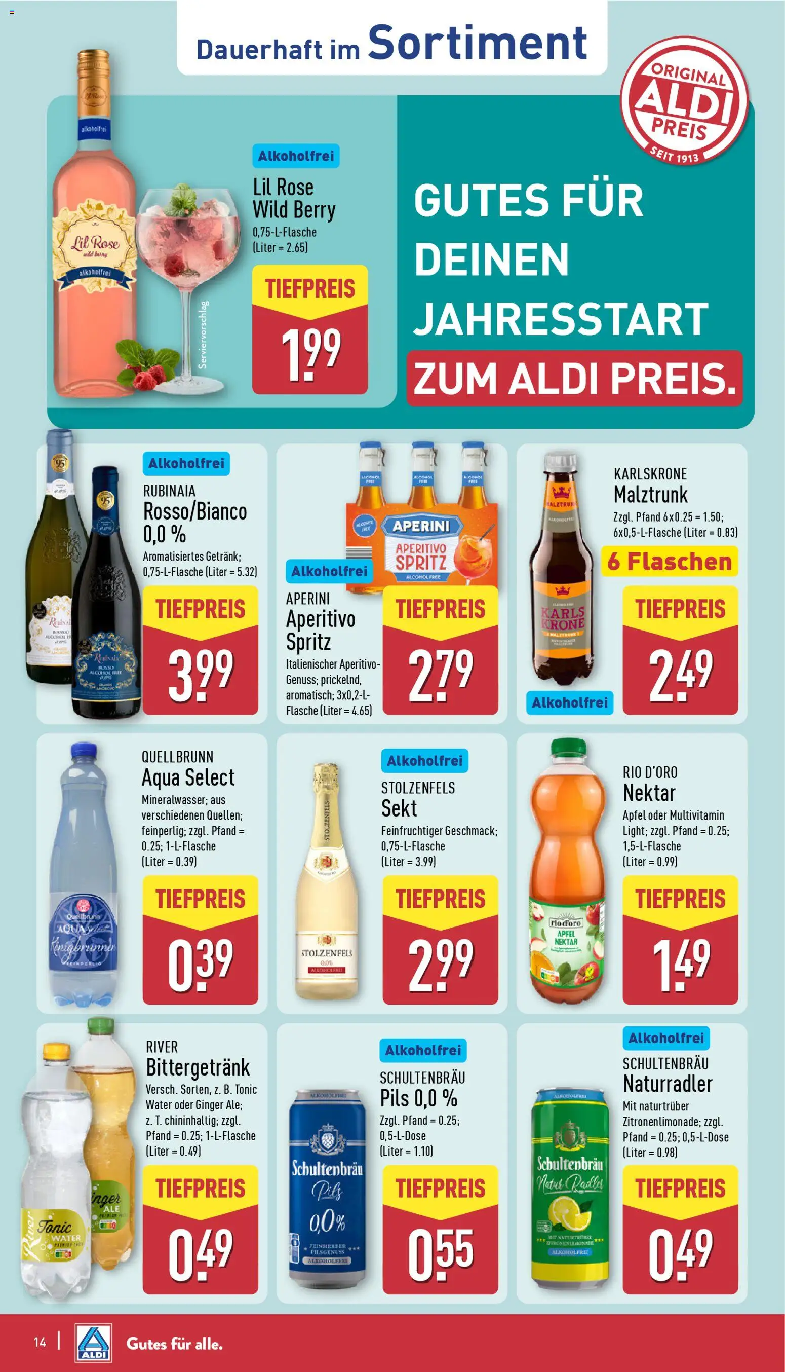 Aldi Prospekt 	 – gültig ab 05.01.2026 | Seite: 14 | Produkte: Sekt, Pils, Äpfel