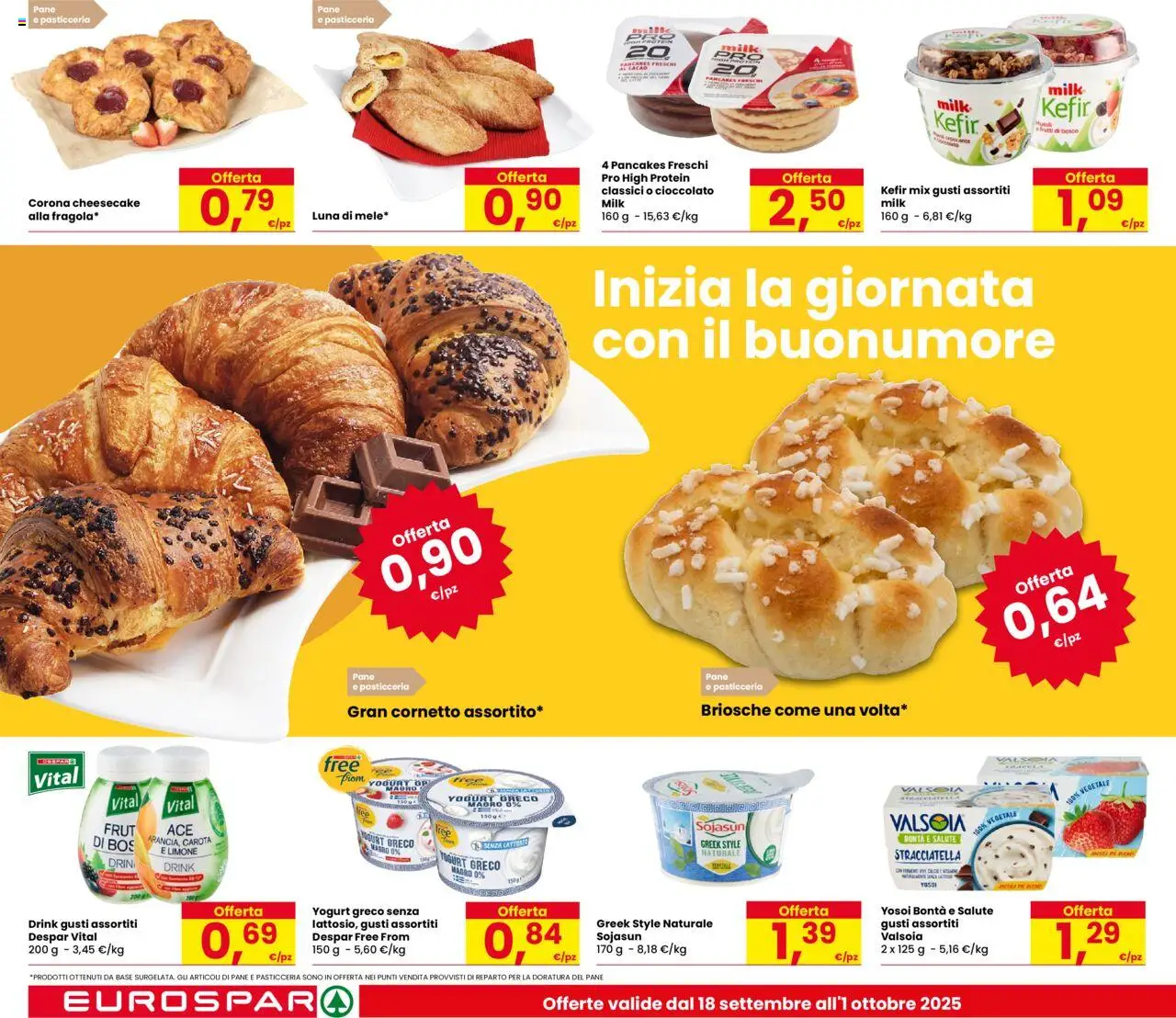 Volantino Eurospar del 18.09.2025 | Pagina: 12 | Prodotti: Yogurt, Mele, Cornetto, Cacao