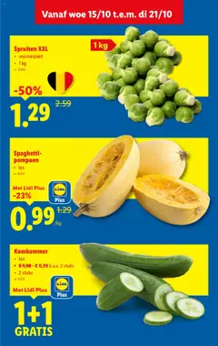 Spaghetti-pompoen, los - Voorbeeld van een folder van Lidl, geldig van 15.10.2025 | Pagina: 4 | Producten: Pompoen, Komkommer