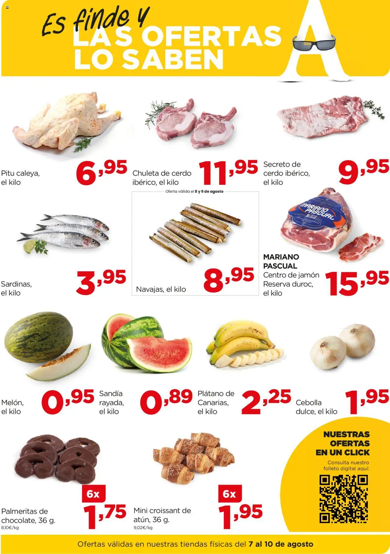 Alimerka - Fin de semana  │ válido desde el 07.08.2025 | Página: 2 | Productos: Jamón, Croissant, Παγωμένο τσάι, Sandía