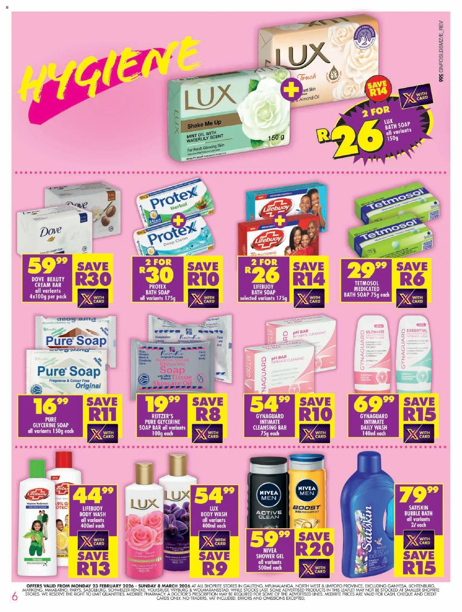 New Shoprite catalogue – valid from 23.02.2026 | Page: 6 | Products: Shower, Fragrance, Soap, Body wash