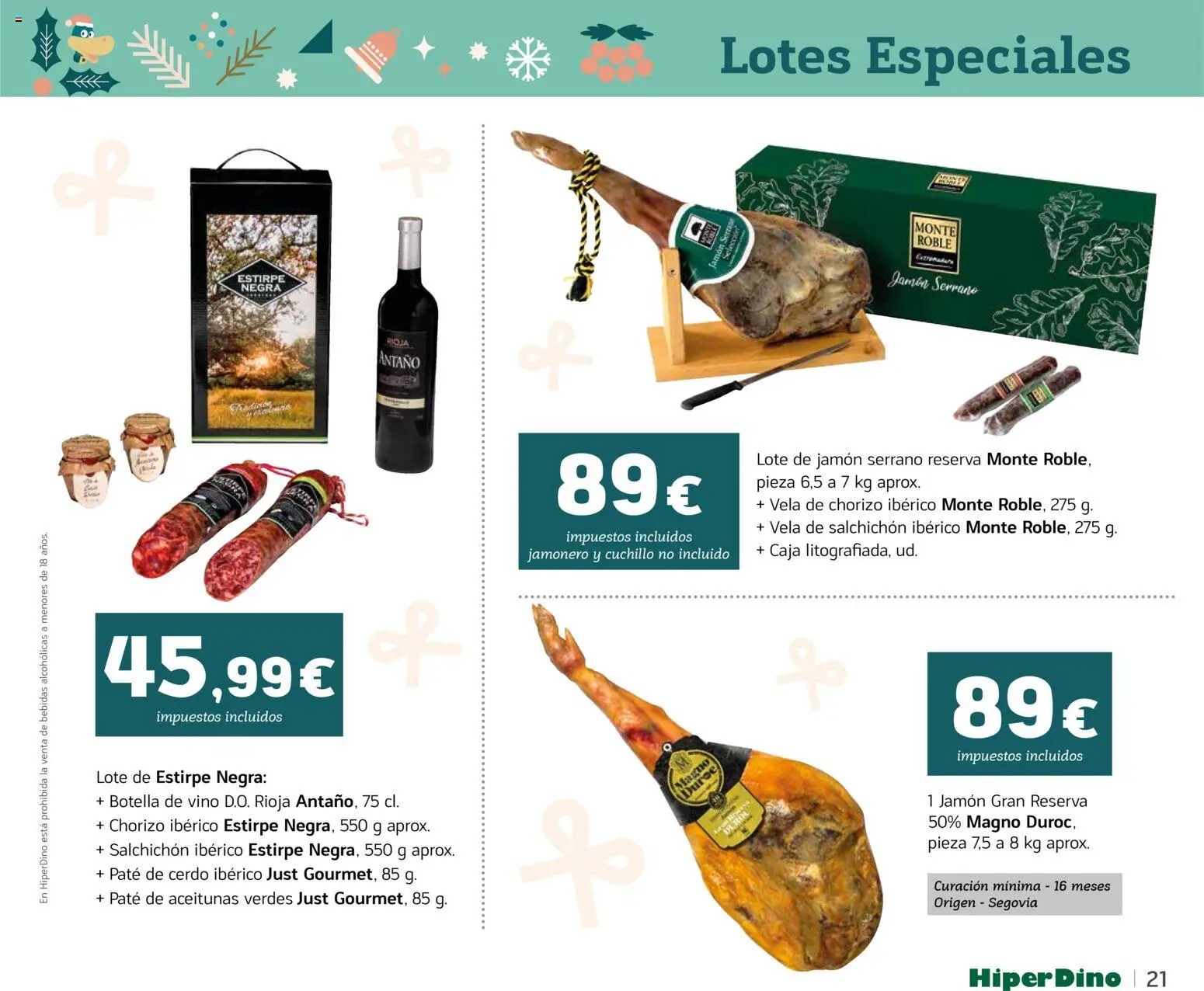 HiperDino - Catálogo Lotes y Cestas │ válido desde el 10.11.2025 | Página: 21 | Productos: Jamón serrano, Cerdo, Paté, Vela