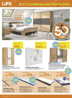 Lipo Aktionen ab 17.02.2026 gültig | Seite: 4 | Produkte: Kleiderschrank, Nachttisch, Schwebetürenschrank, Bett