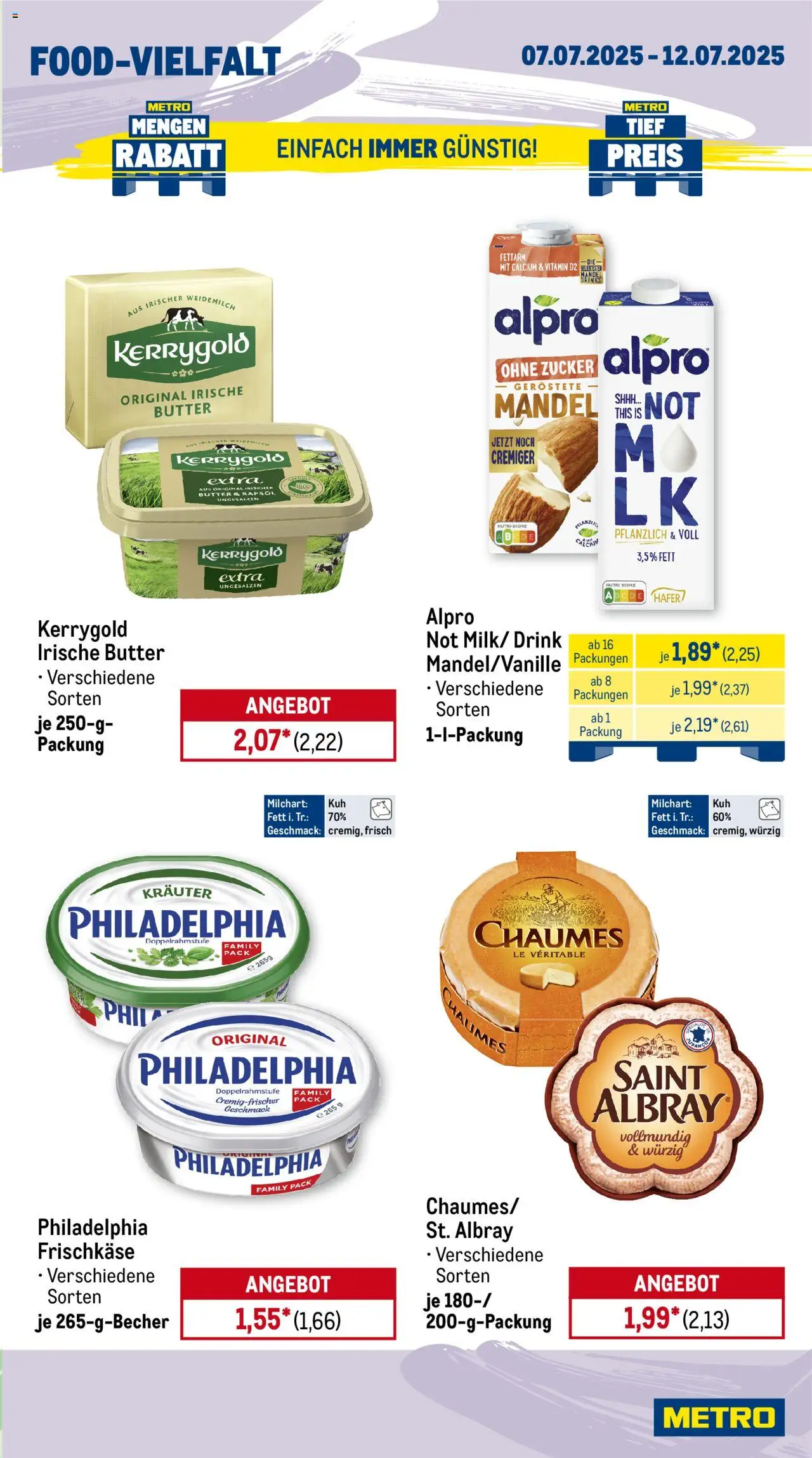 Metro Prospekt 	 - gültig ab dem 07.07.2025 | Seite: 9 | Produkte: Butter, Rapsöl, Philadelphia, Alpro