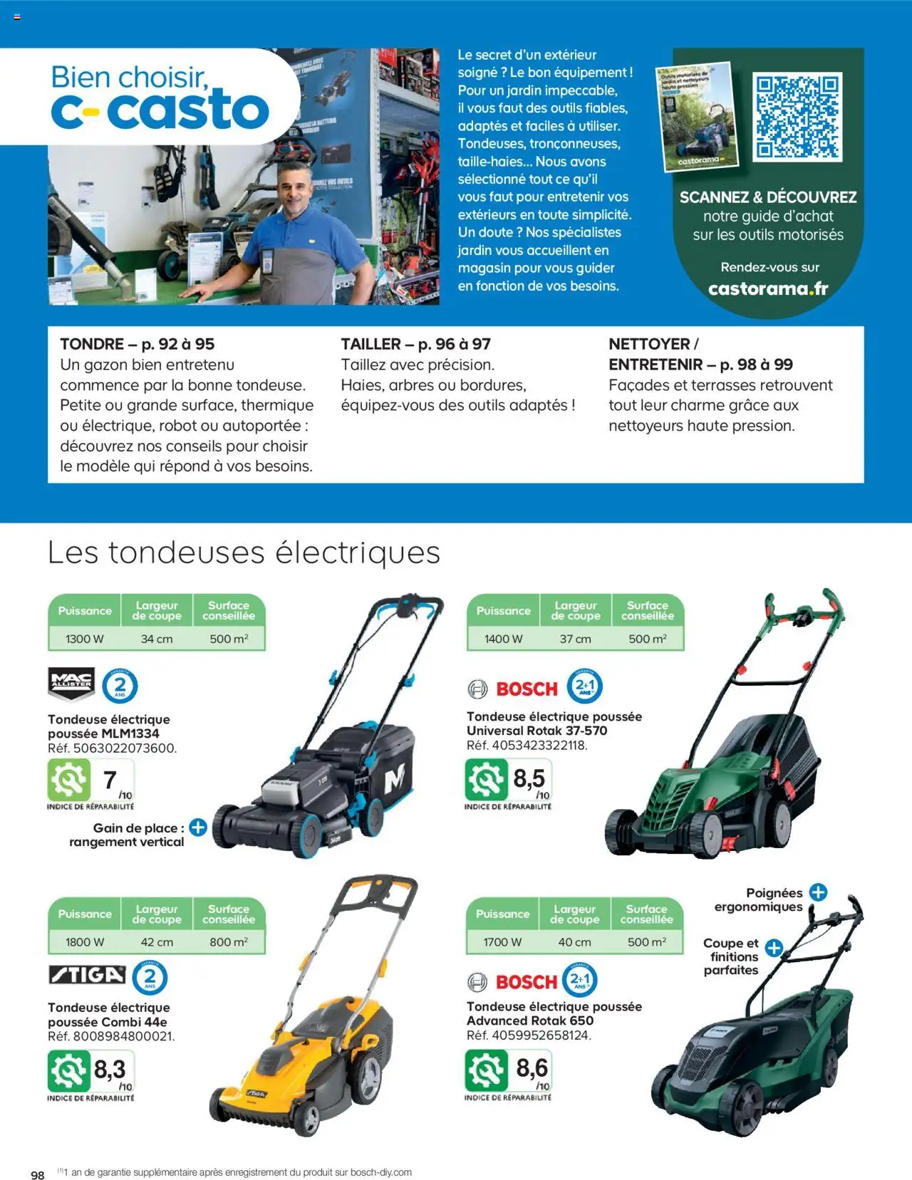  | Page: 98 | Produits: Tondeuse, Poignées, Gazon, Batterie