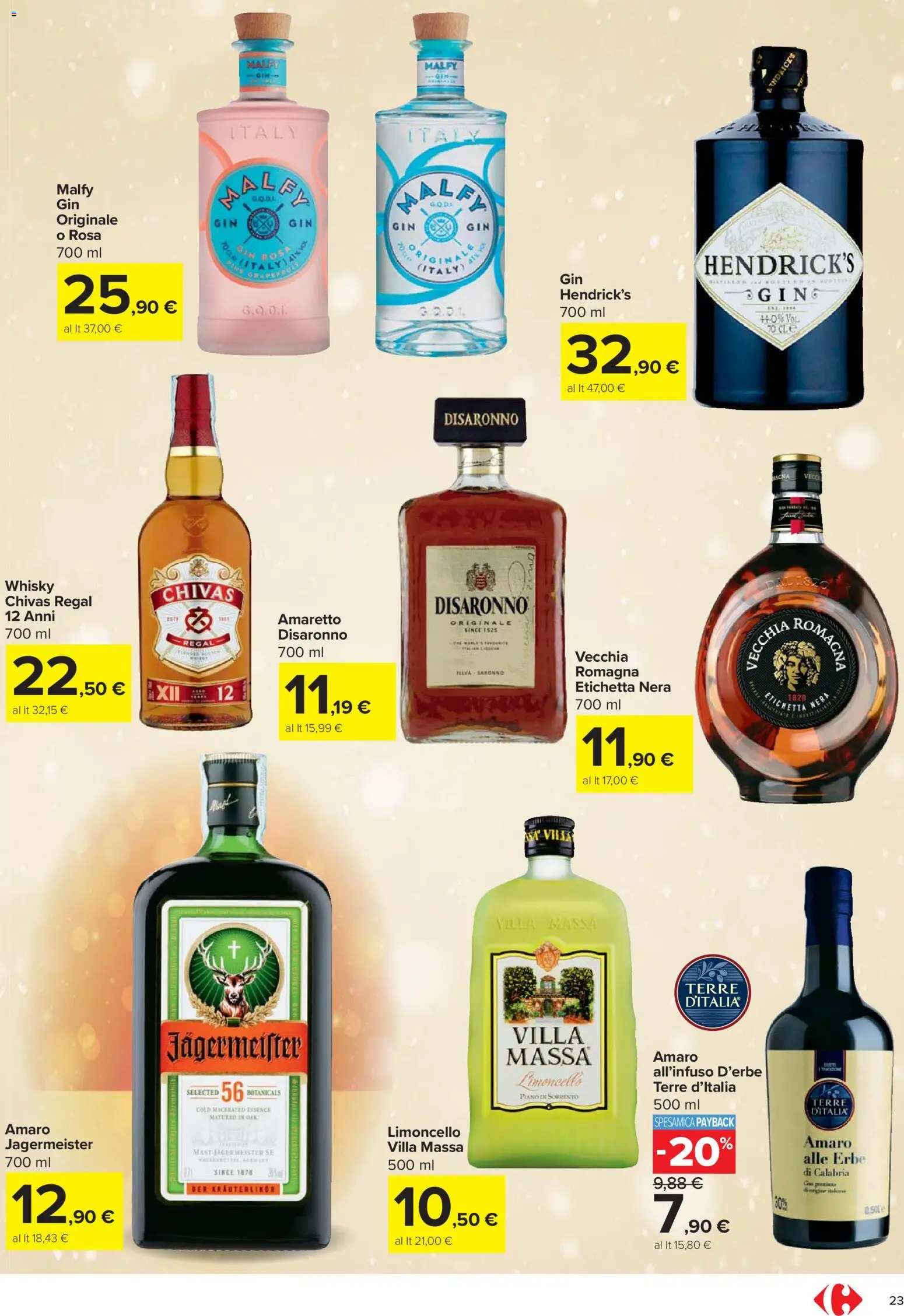 Volantino Carrefour del 27.11.2025 | Pagina: 23 | Prodotti: Whisky, Limoncello, Amaro