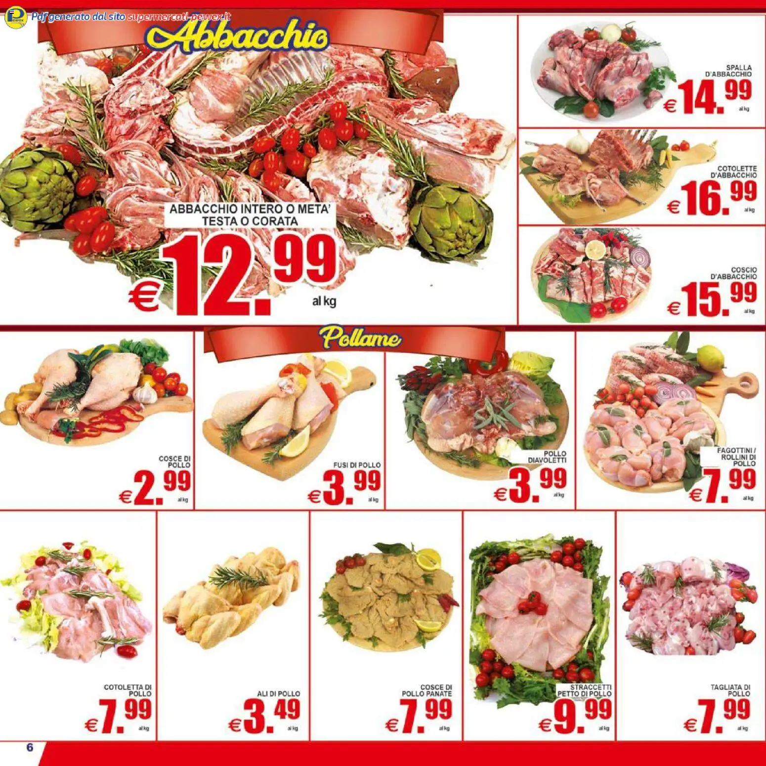 Volantino Pewex del 17.04.2026 | Pagina: 6 | Prodotti: Petto di Pollo, Pollo, Cosce di pollo