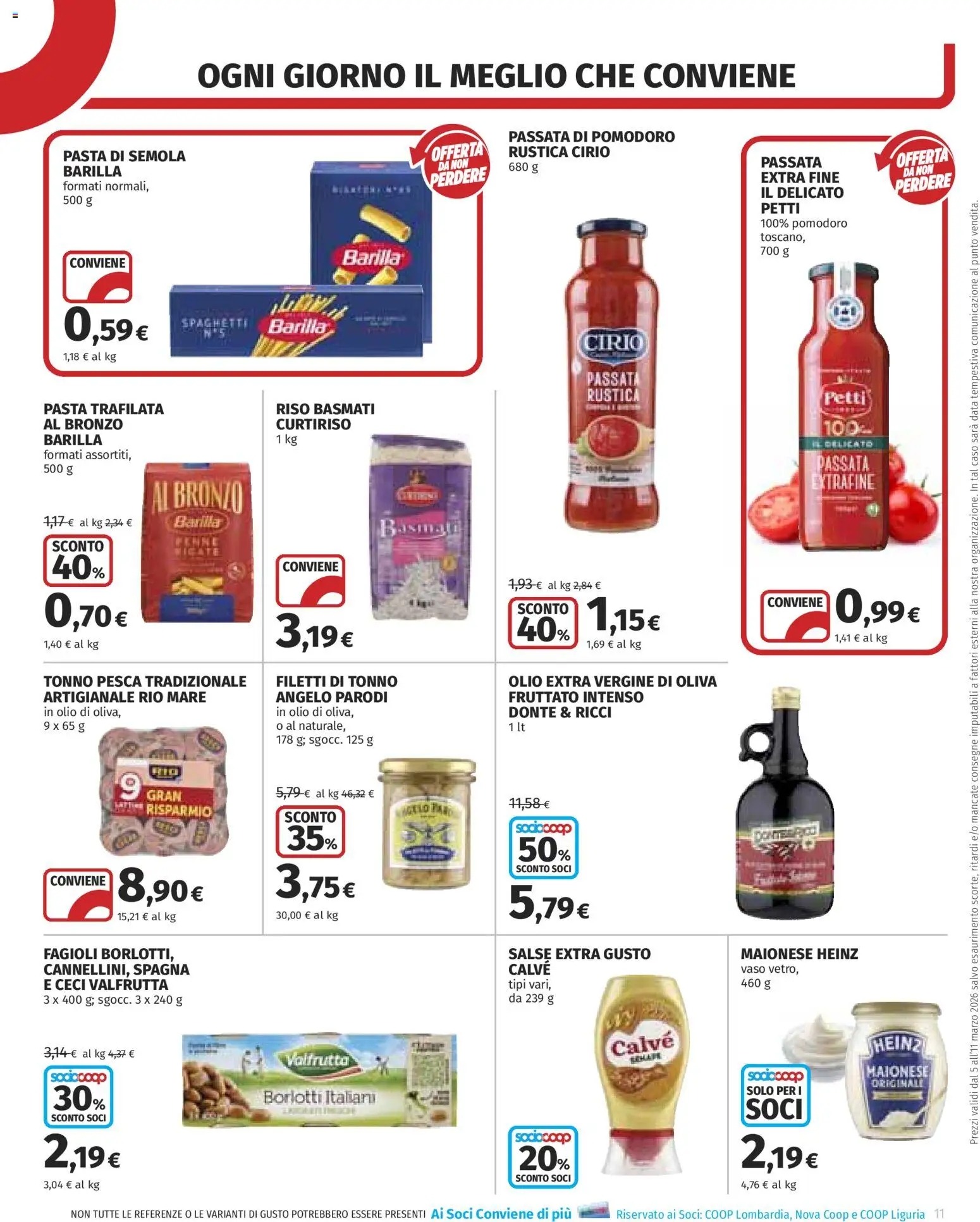 Volantino COOP del 05.03.2026 | Pagina: 11 | Prodotti: Pomodoro, Pasta, Pesca, Vaso