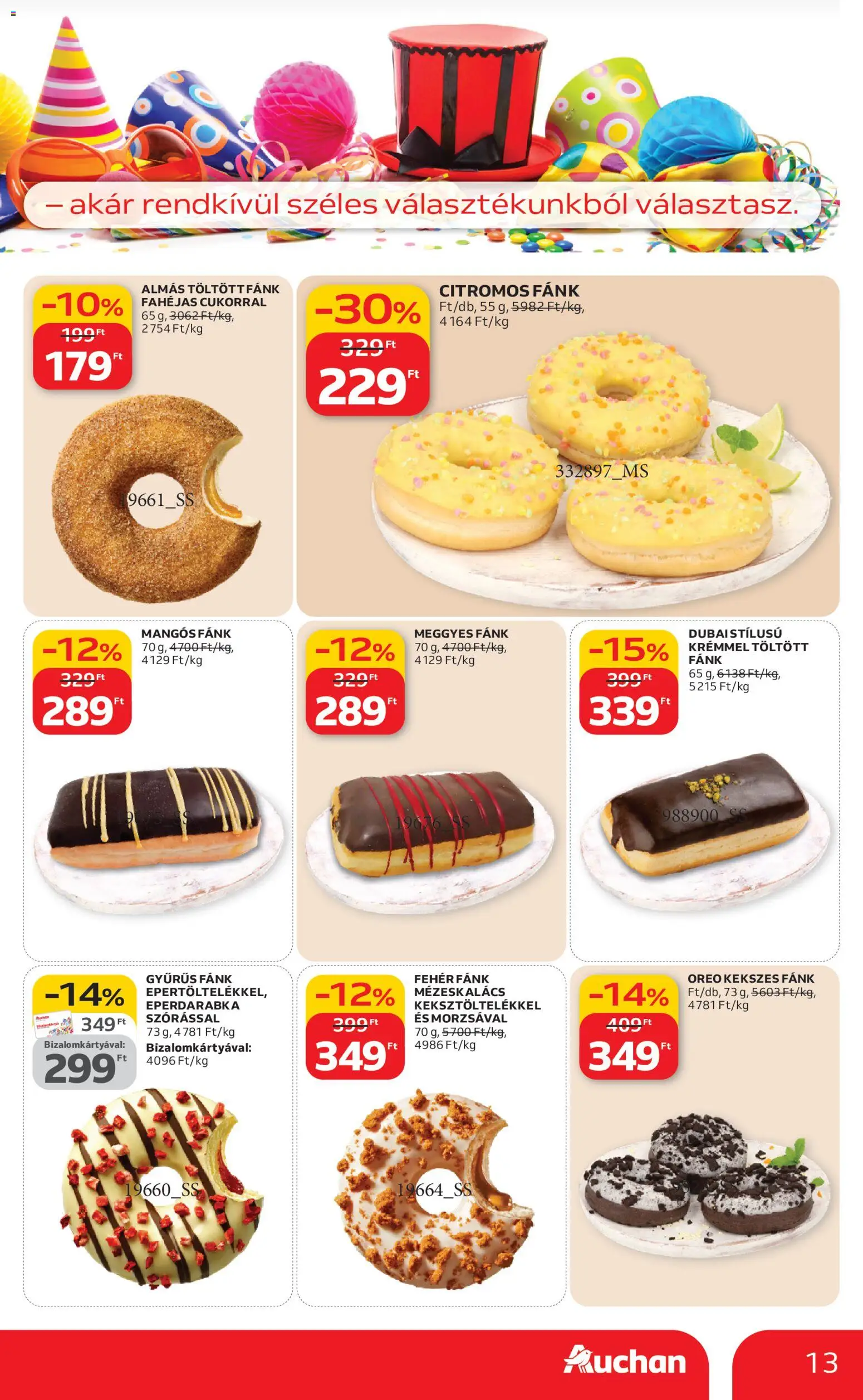 Auchan akciós ujság - amely érvényes a következő dátumtól: 05.02.2026 | Oldal: 13 | Termékek: Fánk, Mézeskalács