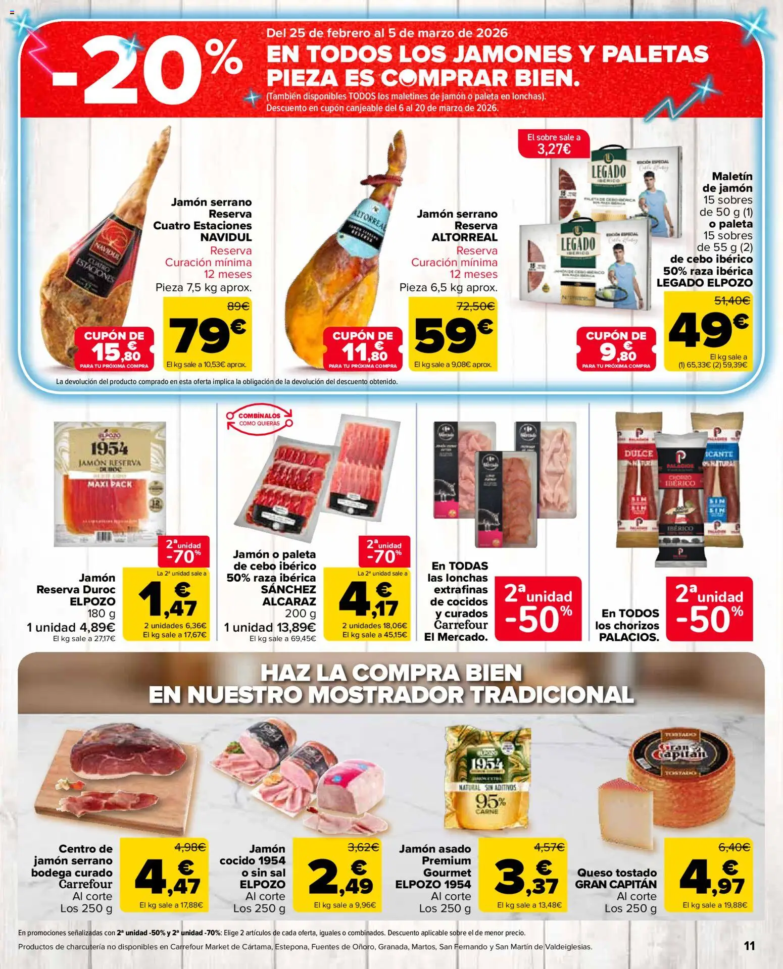 Carrefour Market folleto │ válido desde el 25.02.2026 | Página: 11 | Productos: Jamón serrano, Queso, Jamón