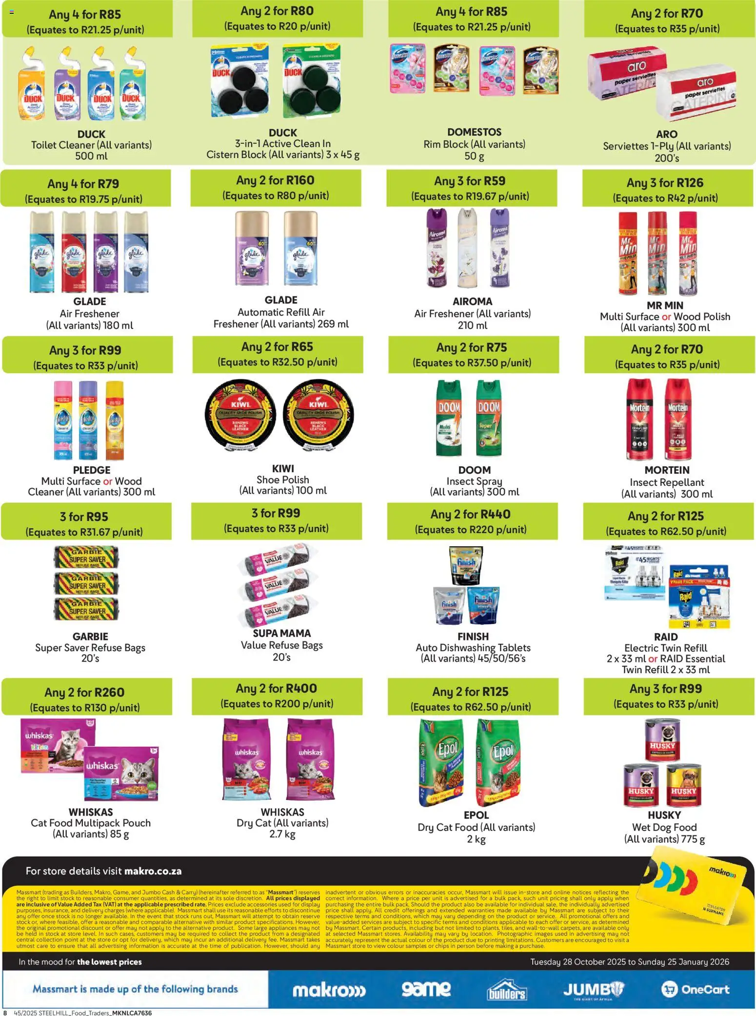 New Makro catalogue – valid from 28.10.2025 | Page: 8 | Products: Air freshener, Chips, Refuse bags, Cat food