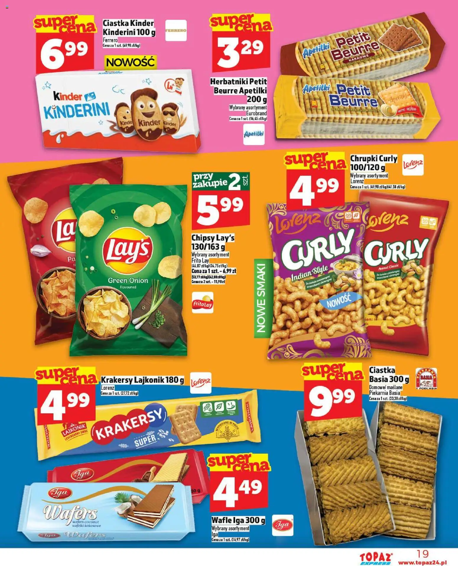 Topaz Gazetka - Express od 30.10.2025 | Strona: 19 | Produkty: Chipsy, Wafle, Piekarnia, Ciastka