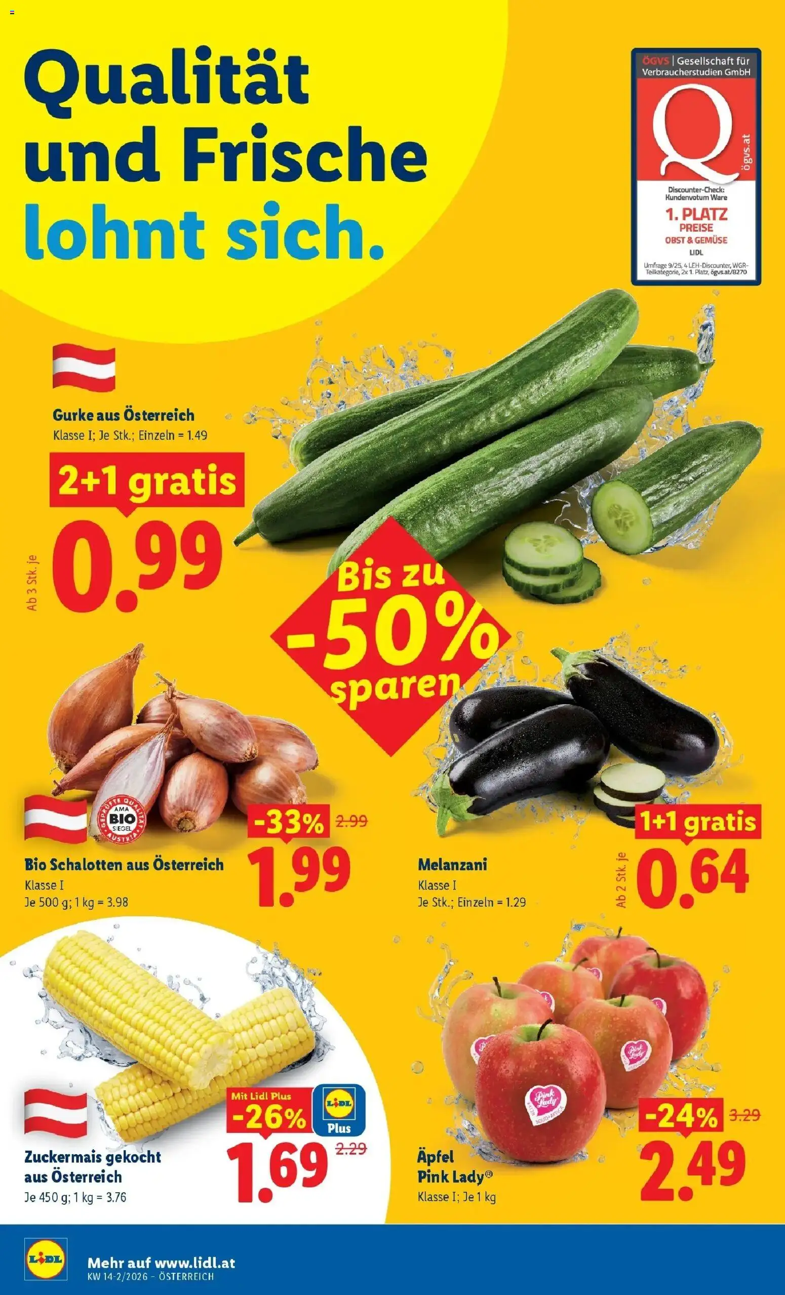 Lidl Flugblatt - Wien, Langenzersdorf, Zwettl gültig ab 02.04.2026 | Seite: 4 | Produkte: Gemüse, Obst, Äpfel