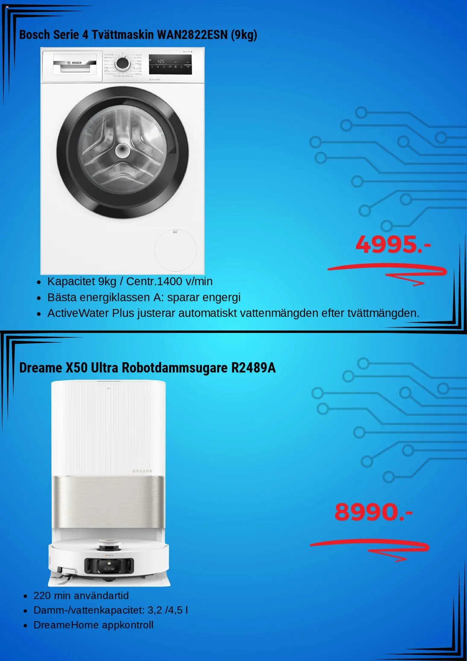 Elgiganten reklamblad aktuell från 01.04.2026 | Sida: 3 | Produkter: Robotdammsugare, Tvättmaskin
